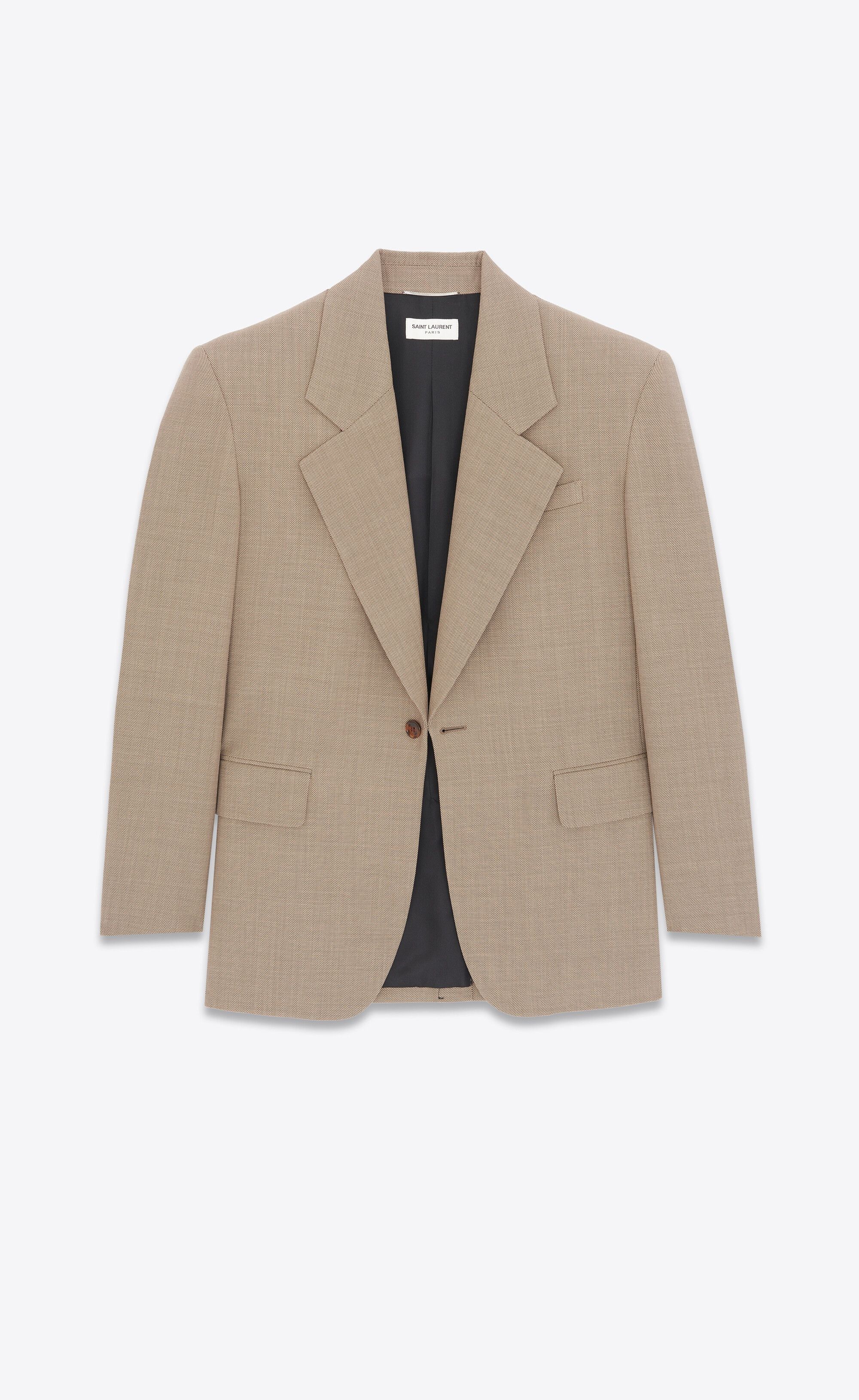 Saint Laurent Paris oc11z0126 774995 Oversized Jacket in Wool in Beige Size US M / EU 48-50 / 2 - 2 Thumbnail