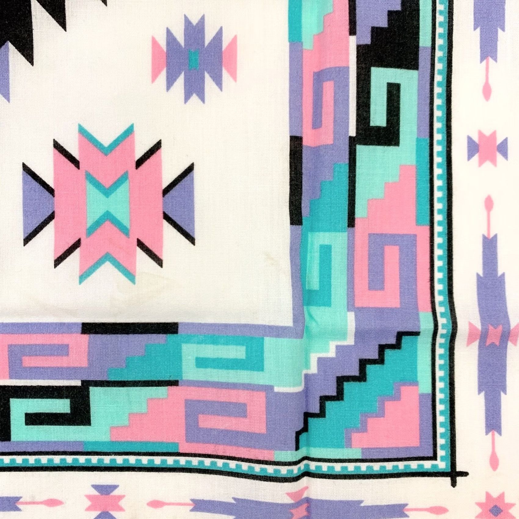 Vintage VINTAGE Springs Bandana Unisex 21.5" x 21.5" Blue Southwestern USA 50% Polyester 50% Cotton Size ONE SIZE - 3 Thumbnail