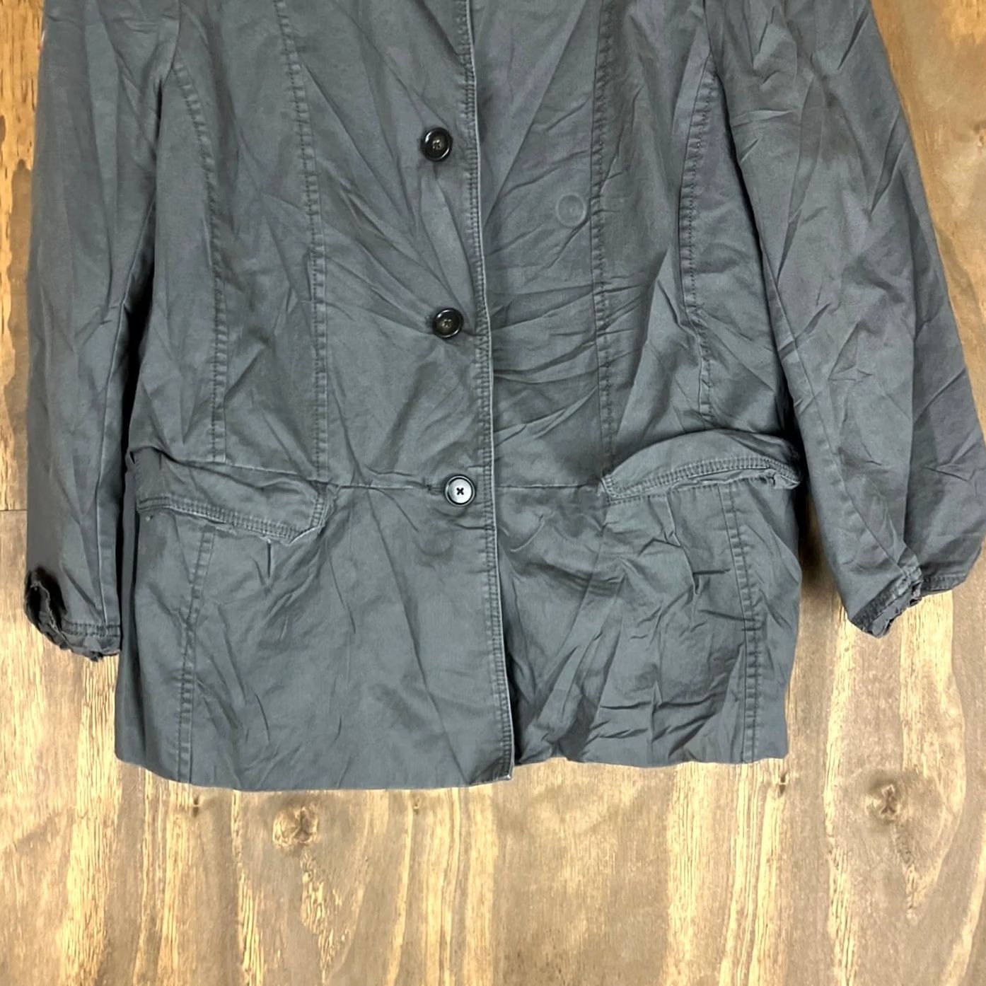 Ann Taylor Ann Taylor LOFT Jacket Gray Button 100% Cotton Casual Pockets 14 Women Size XL / US 12-14 / IT 48-50 - 3 Thumbnail