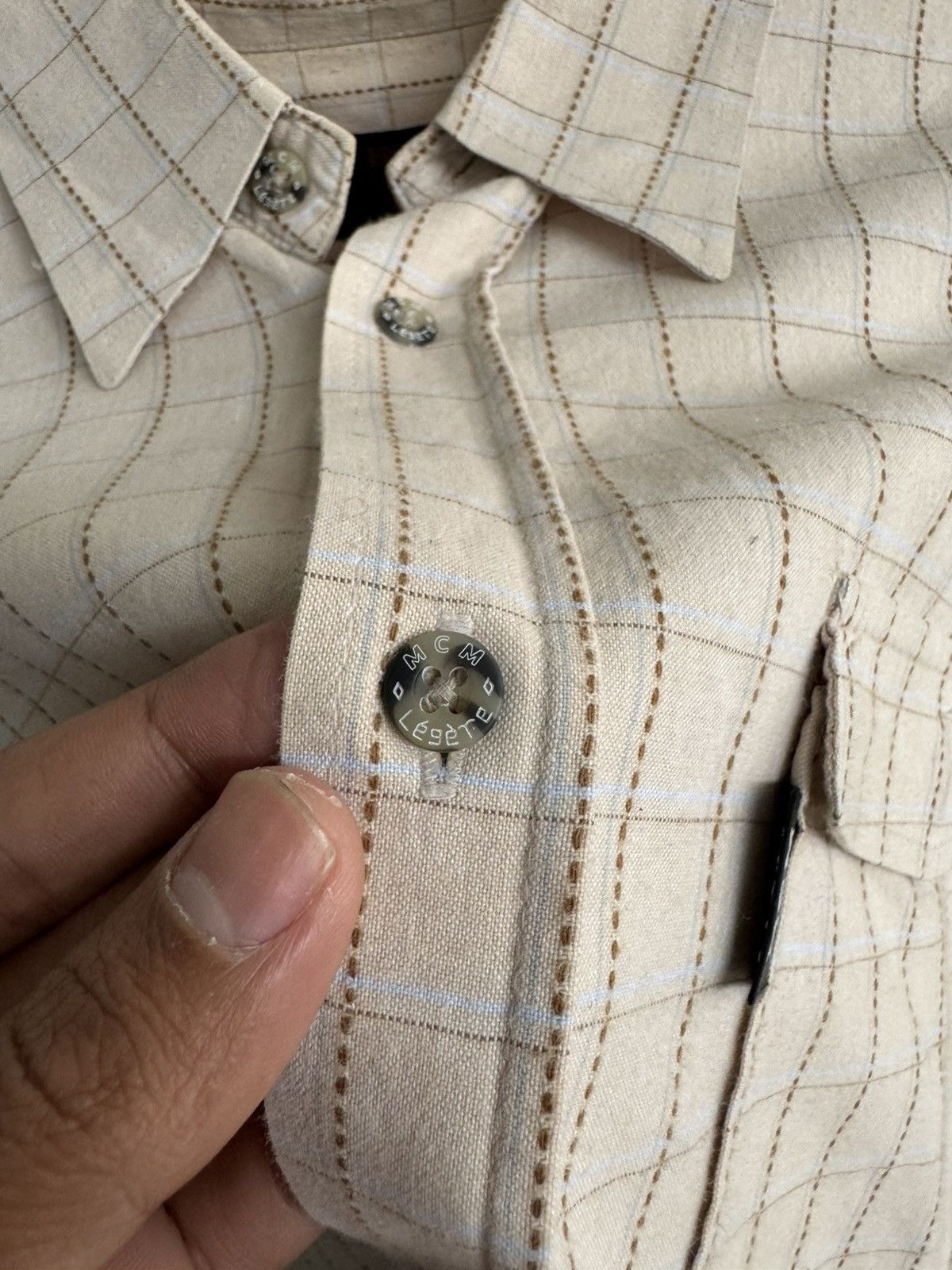 MCM VINTAGE MCM LEGERE SQUARE MOTIF SHIRT Size US L / EU 52-54 / 3 - 3 Thumbnail