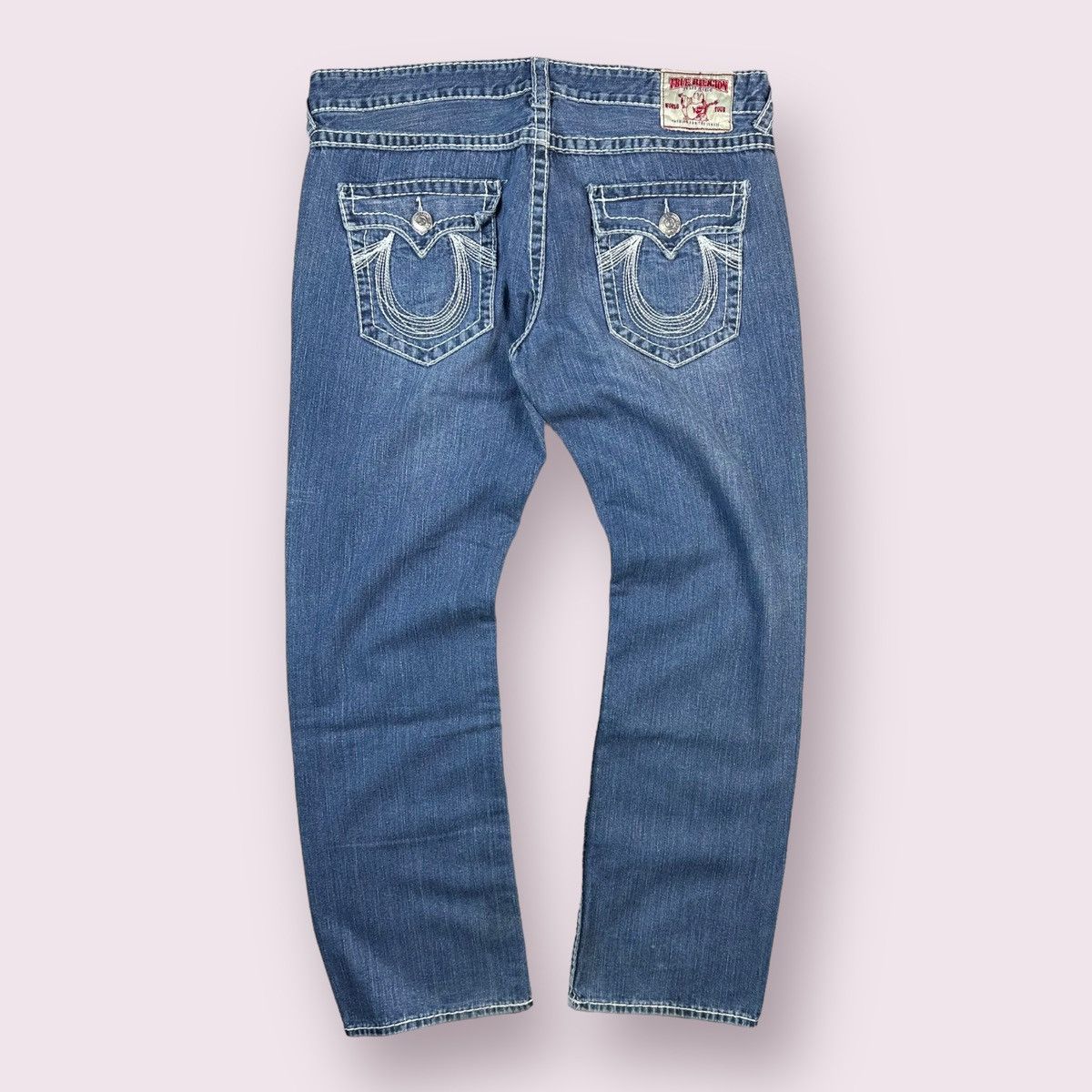 True Religion × Vintage Crazy Vintage True Religion Contrast Stitching Baggy Jeans Size US XL / EU 56 / 4 - 1 Thumbnail