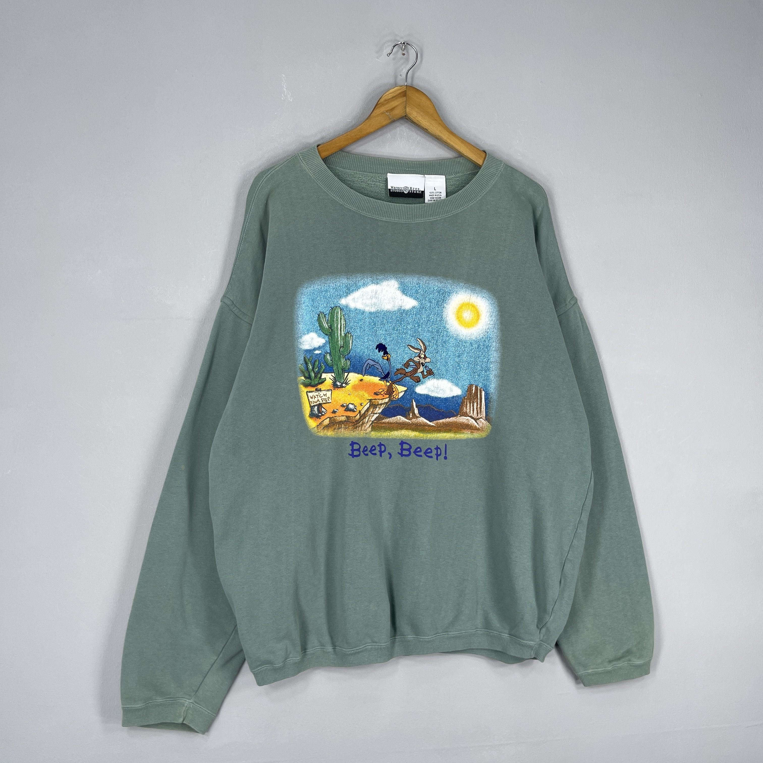 Warner Bros Vintage Wile E. Coyote And Road Runner Cartoon Sweatshirt Size US L / EU 52-54 / 3 - 3 Thumbnail