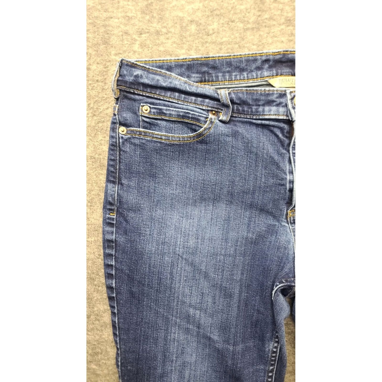 Denime Duluth Womens Jeans 14x29 DuluthFlex Regular Bootcut Denim Mid Blue 5-Pocket Stretch Slim Fit Cowgirl Rustic Distressed Xs? Size 36" / US 14 / IT 50 - 5 Thumbnail