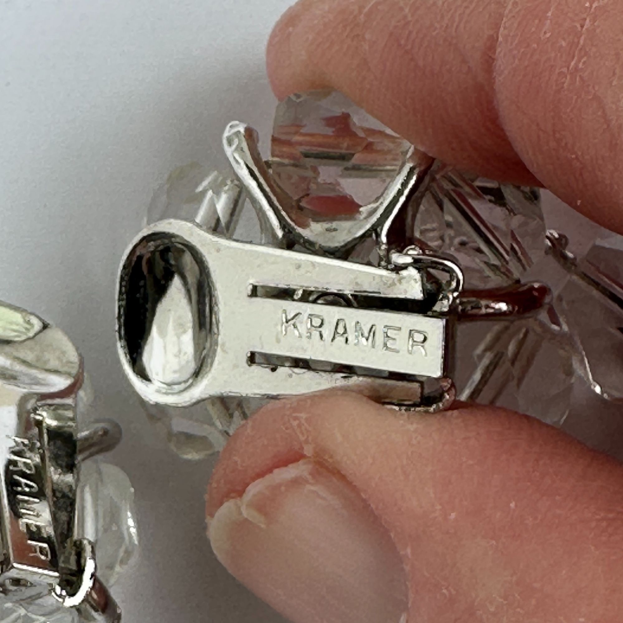 Vintage Vintage Kramer Clip On Earrings, 1950s Crystal Bead Cluster Size ONE SIZE - 7 Thumbnail