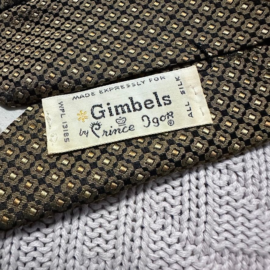 Vintage Vintage Gimbels bronze geometric print silk tie Size ONE SIZE - 3 Thumbnail