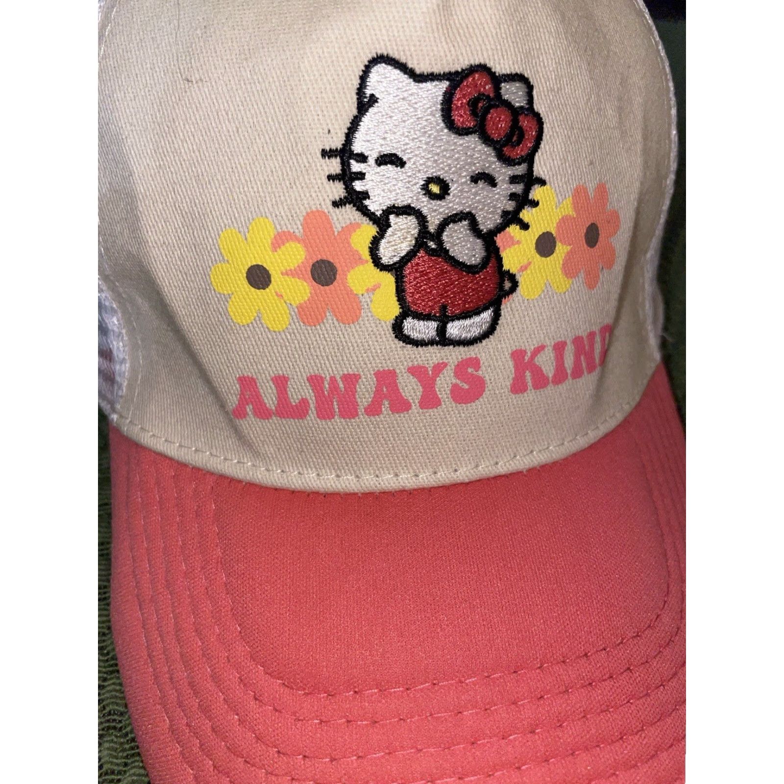 Vintage SANRIO HELLO KITTY "ALWAYS KIND" TRUCKER HAT YES ZONE? Size ONE SIZE - 5 Thumbnail