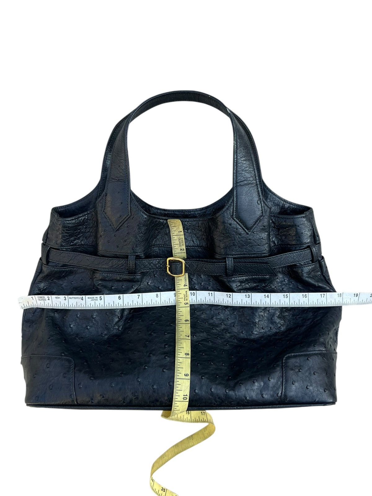 Leather Vintage JRA Japan Black Ostrich Leather Bag Size ONE SIZE - 9 Thumbnail