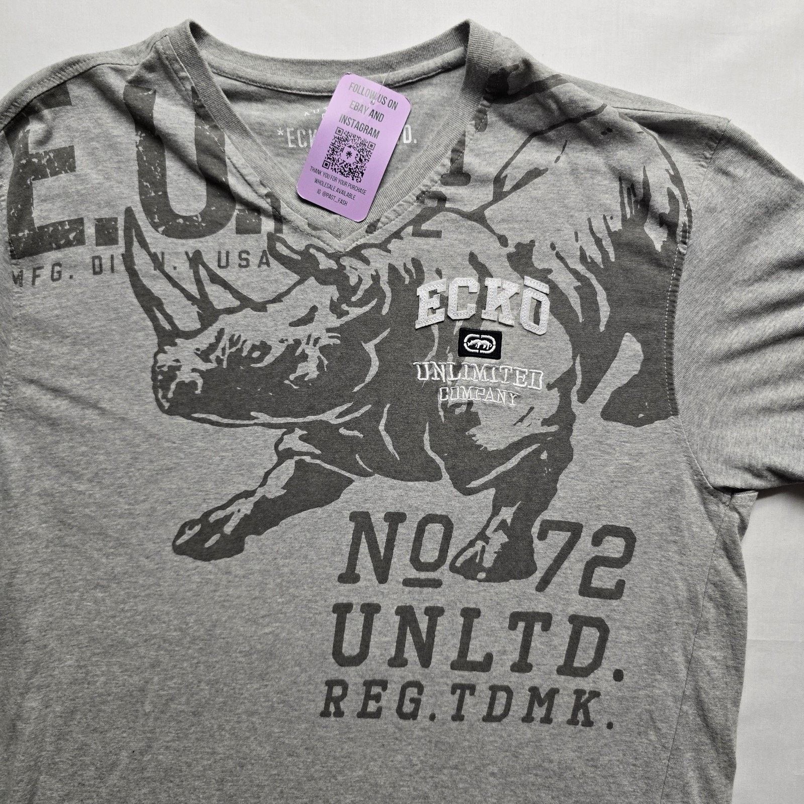 Ecko Unltd. Ecko Unltd Shirt XL Gray Rhino Graphic Print Cotton Urban Size US XL / EU 56 / 4 - 2 Thumbnail