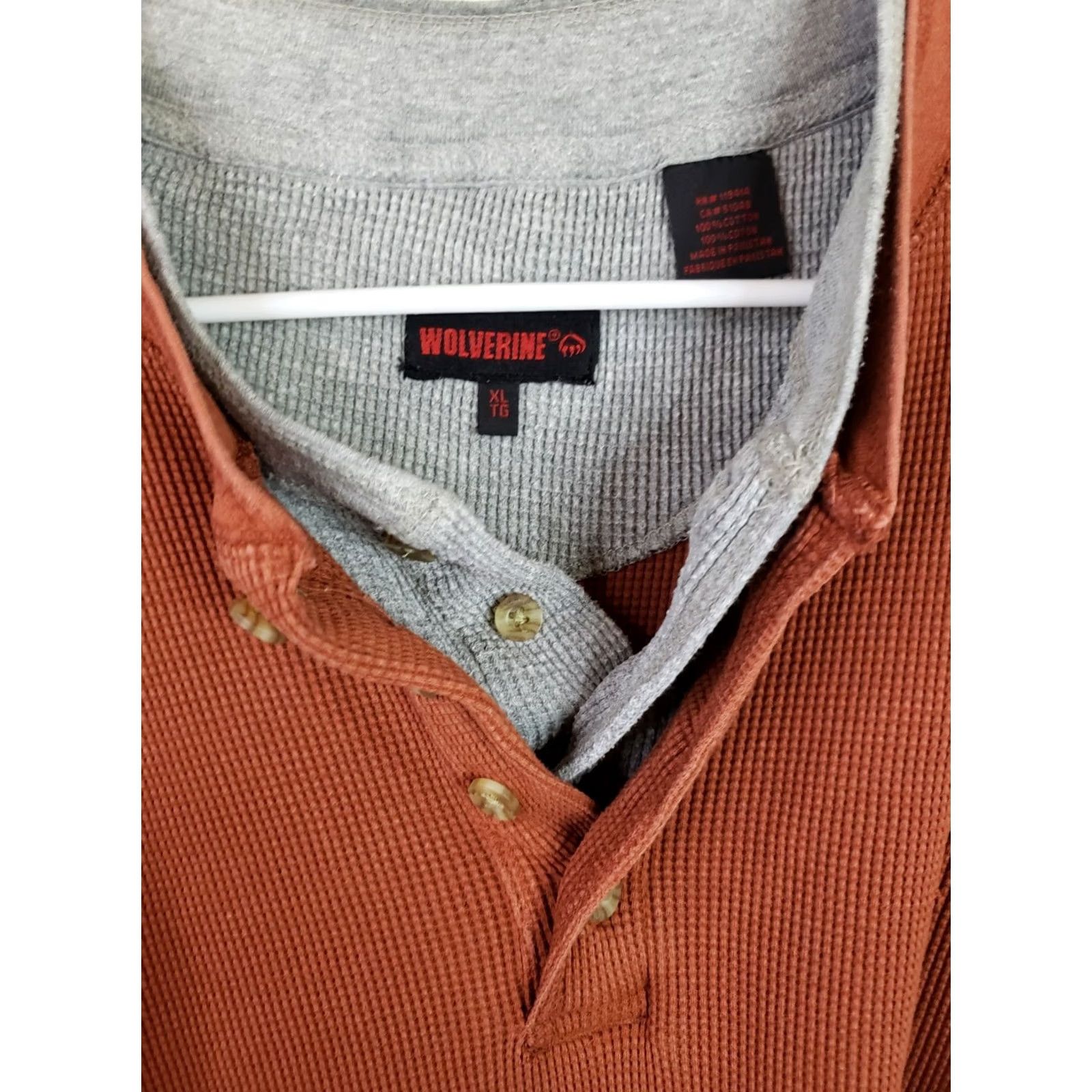 Vintage Wolverine Henley LS Shirt Mens XL Orange Gray Thermal Waffle Knit 2-in-1 Look 2 Shirts Size US XL / EU 56 / 4 - 4 Thumbnail