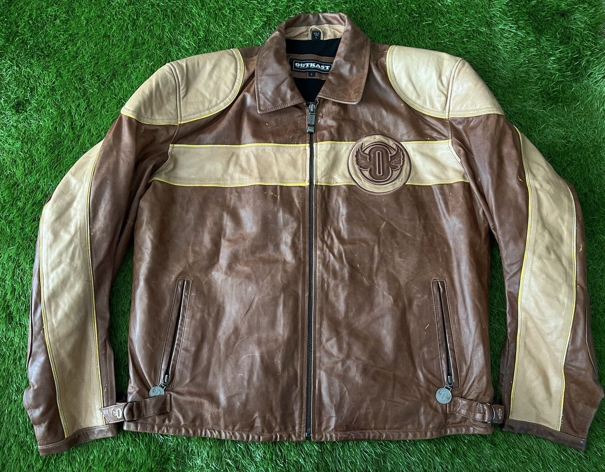 Outkast Vintage Outkast - 100% Leather Bomber Jacket Y2K Embroidery Size US L / EU 52-54 / 3 - 4 Thumbnail