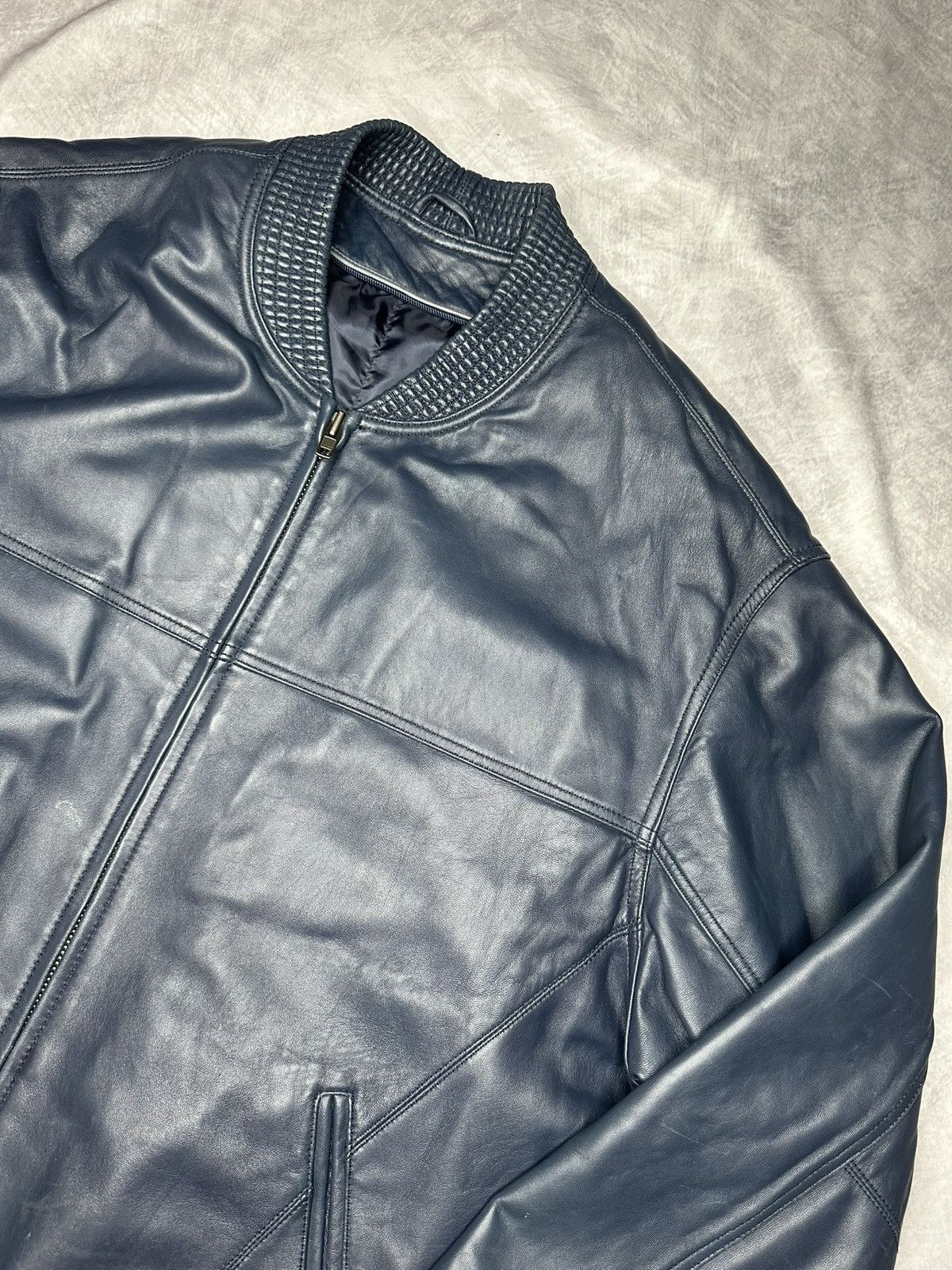 Vintage Leather jacket blue vintage Size US XL / EU 56 / 4 - 7 Thumbnail