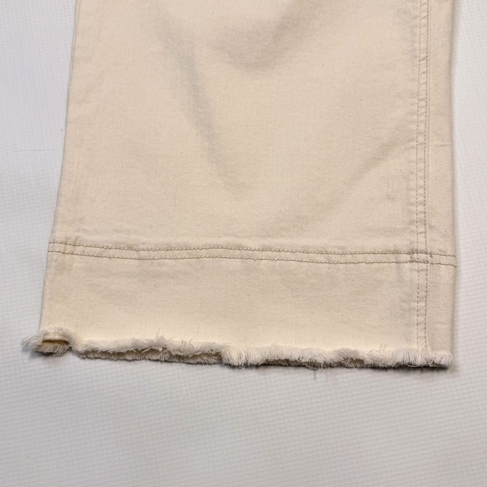 Vintage GB Jeans Juniors Cropped Wide Leg High Rise Raw Hem Denim Jeans 11 Beige XS? Size 32" / US 10 / IT 46 - 2 Thumbnail