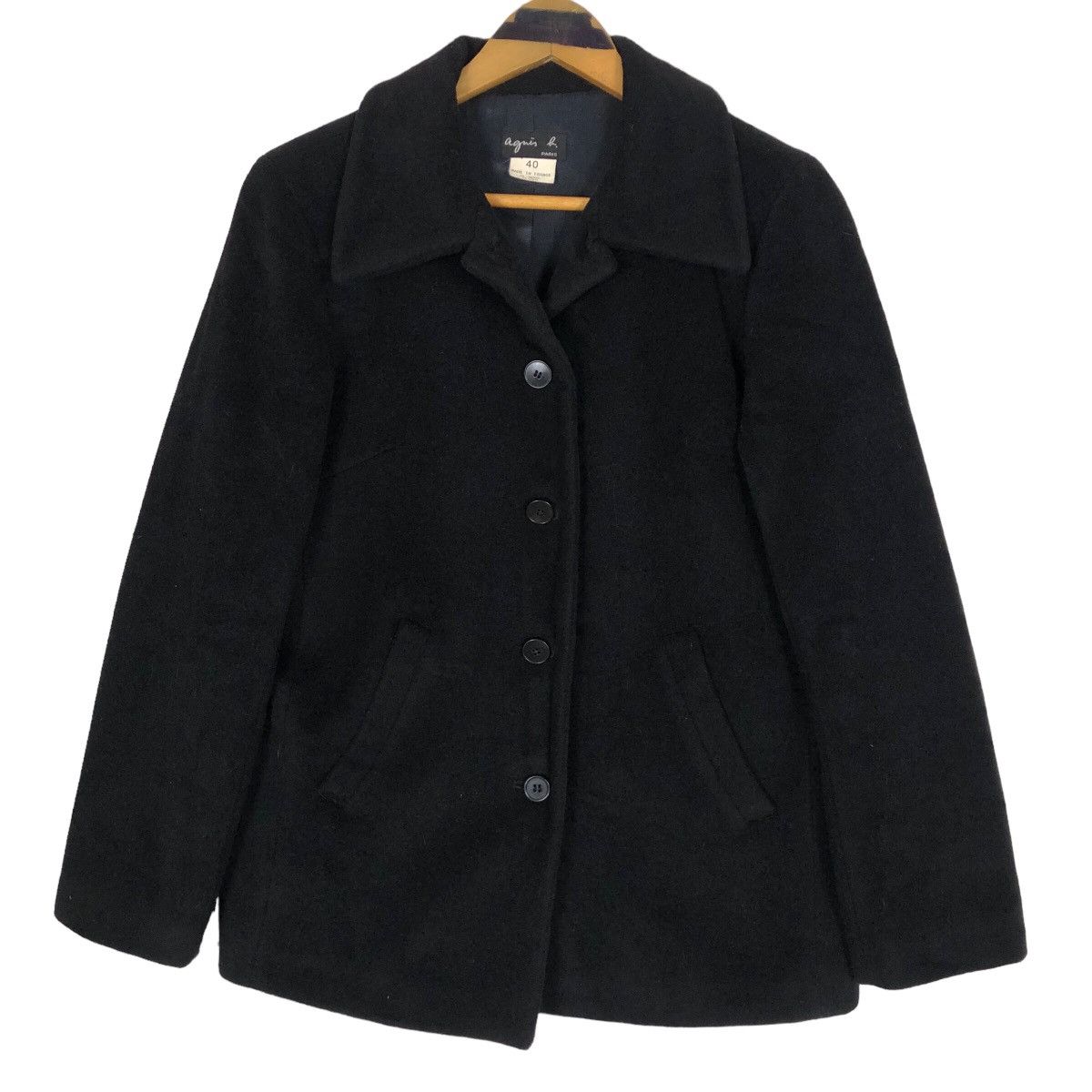 Designer × agnes b. Vintage Agnes B Paris Lambswool Angora Coat Light Jacket Size M / US 6-8 / IT 42-44 - 1 Thumbnail