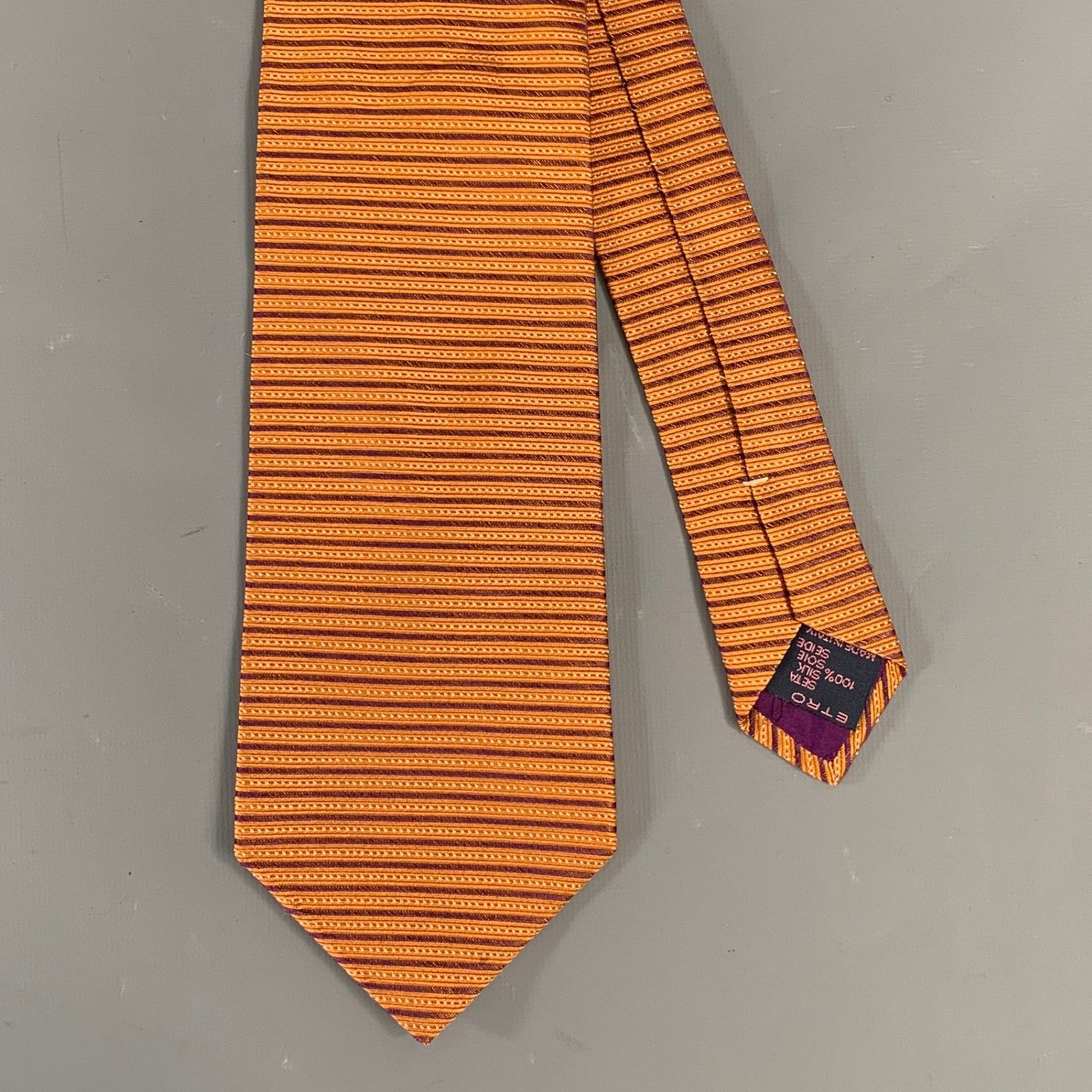 Etro ETRO Orange Purple Mixed Pattern Silk Tie Size ONE SIZE - 1 Thumbnail