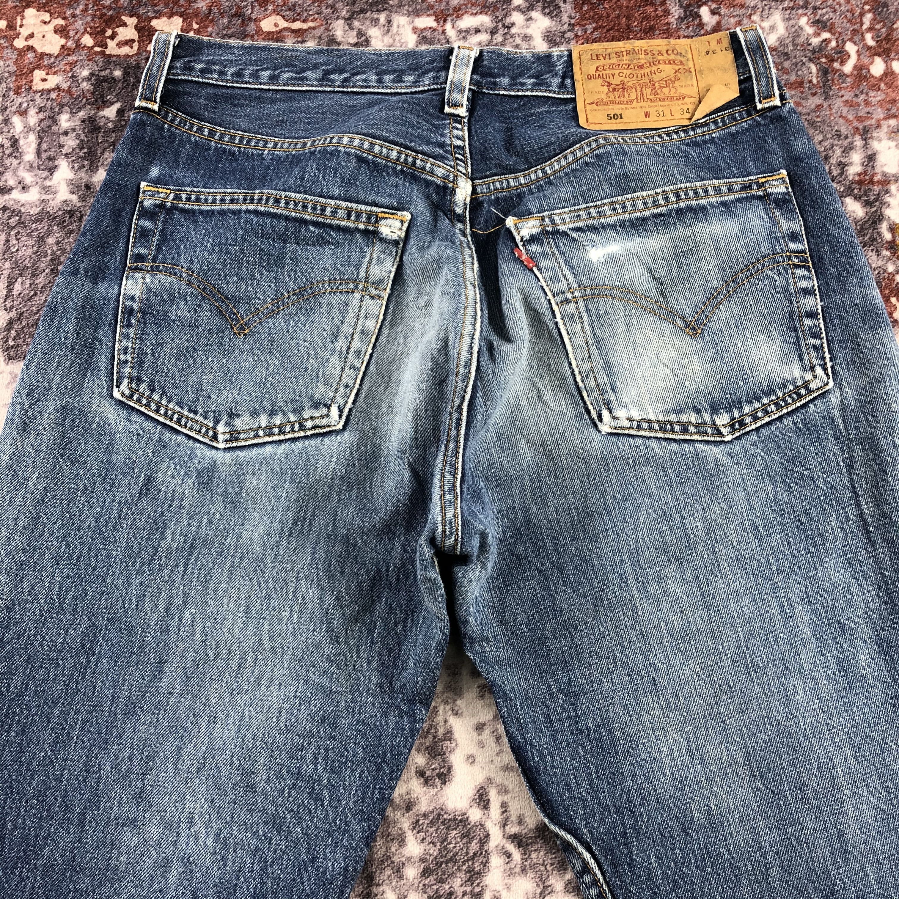 Levi's 90s Vintage Blue Wash Levis 501 Jeans-JM2853 Size US 31 - 5 Thumbnail