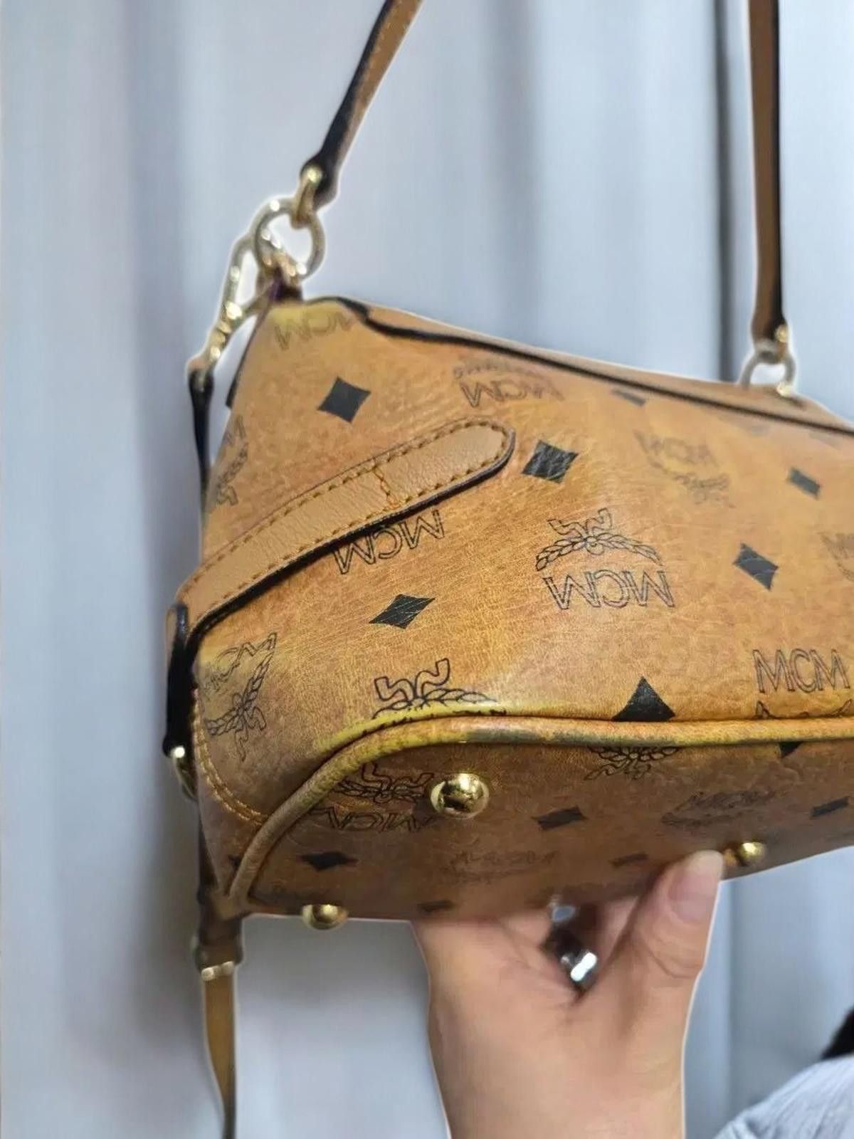 MCM MCM - Cognac Monogram Leather Shoulder Bag Size ONE SIZE - 7 Thumbnail