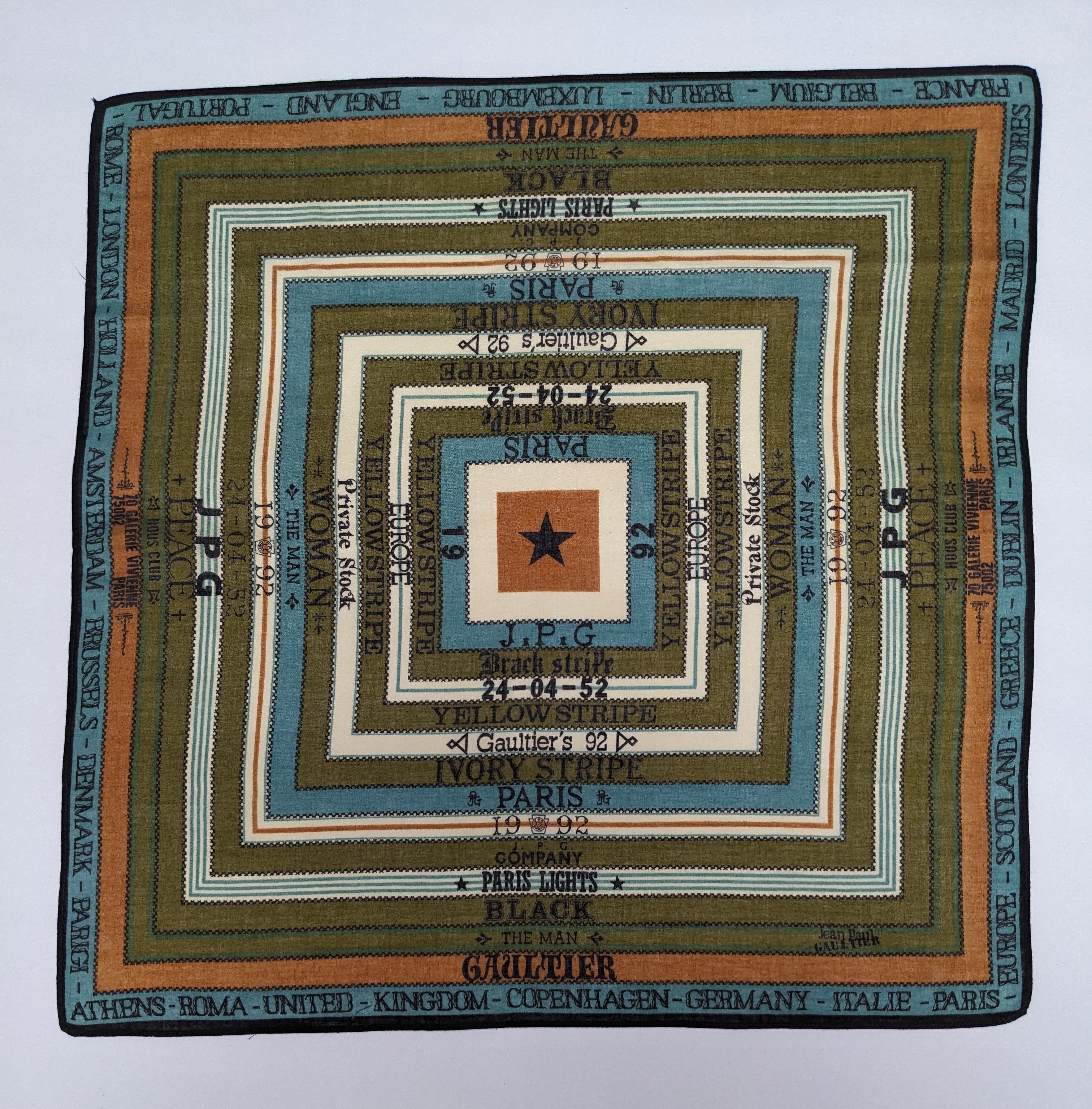 Jean Paul Gaultier Vintage Jean Paul Gaultier JPG 1992 Stamp Print Handkerchief Size ONE SIZE - 4 Thumbnail