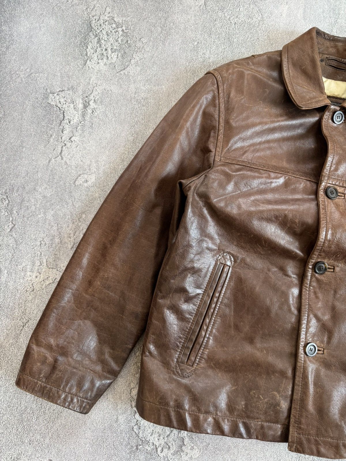 Strellson × Vintage Stellson Leather M aviator bomber pilot jacket coat brown Size US S / EU 44-46 / 1 - 7 Thumbnail
