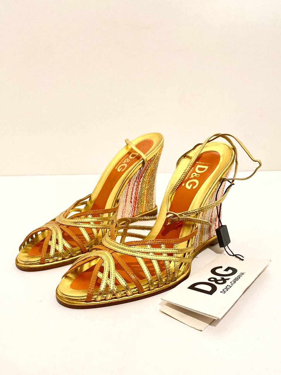 Dolce Gabbana Dg Platform Sandals Heel Shoes Y2K Vintage, Women's (Size 7)