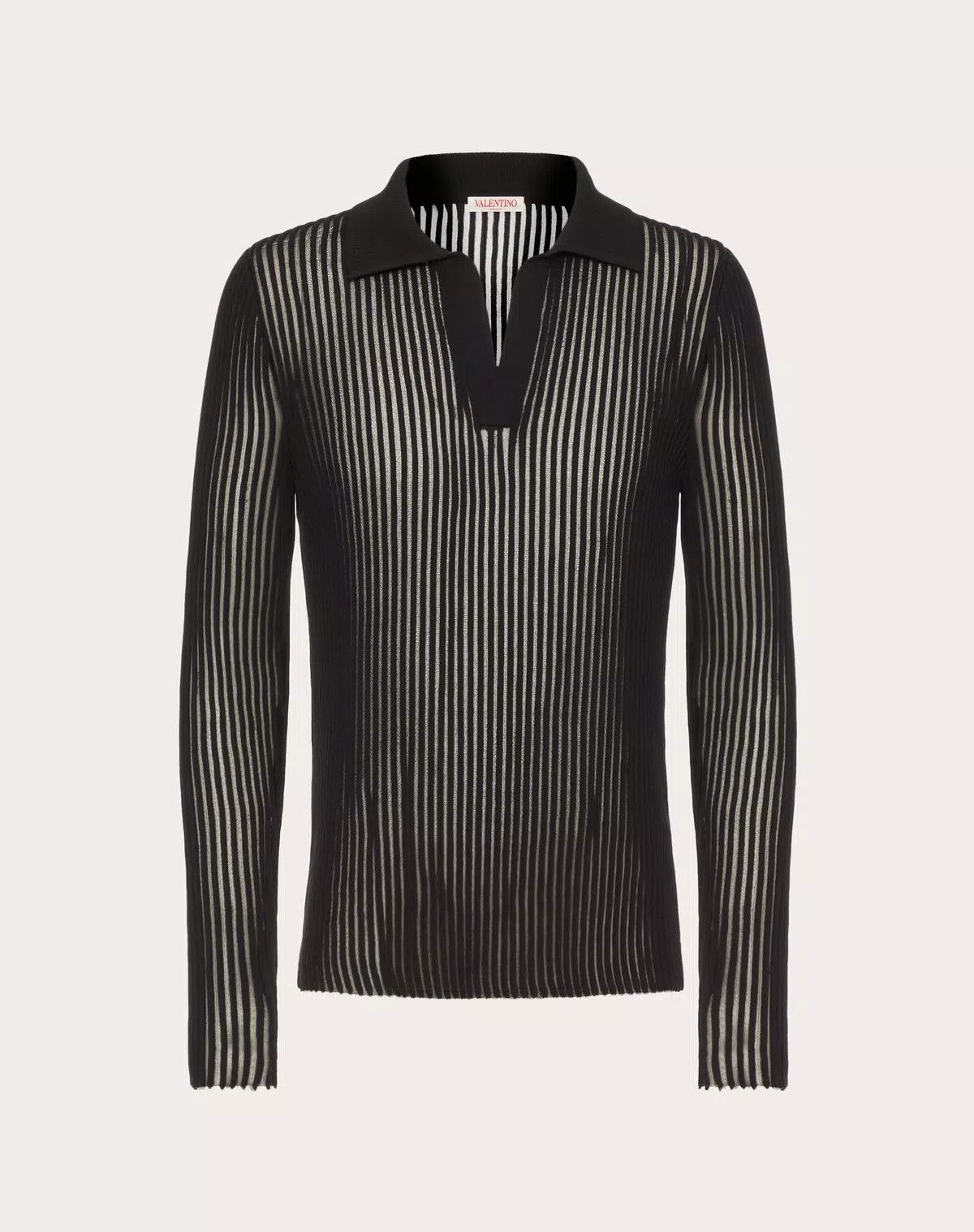 Valentino oc11z0625 Cotton Knit Long Sleeve Polo Shirt in Black Size US XL / EU 56 / 4 - 1 Thumbnail
