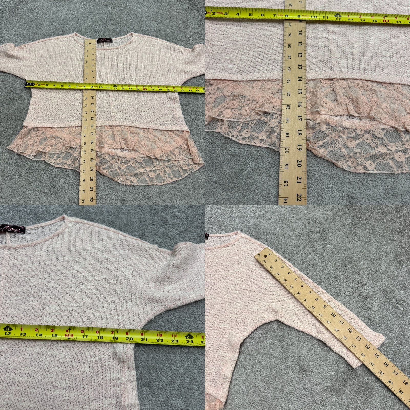 Almost Famous Almost Famous Knit Pullover Sweater Womens Pink Dolman Sleeve Marled Lace Trim Knit Size L / US 10 / IT 46 - 8 Thumbnail