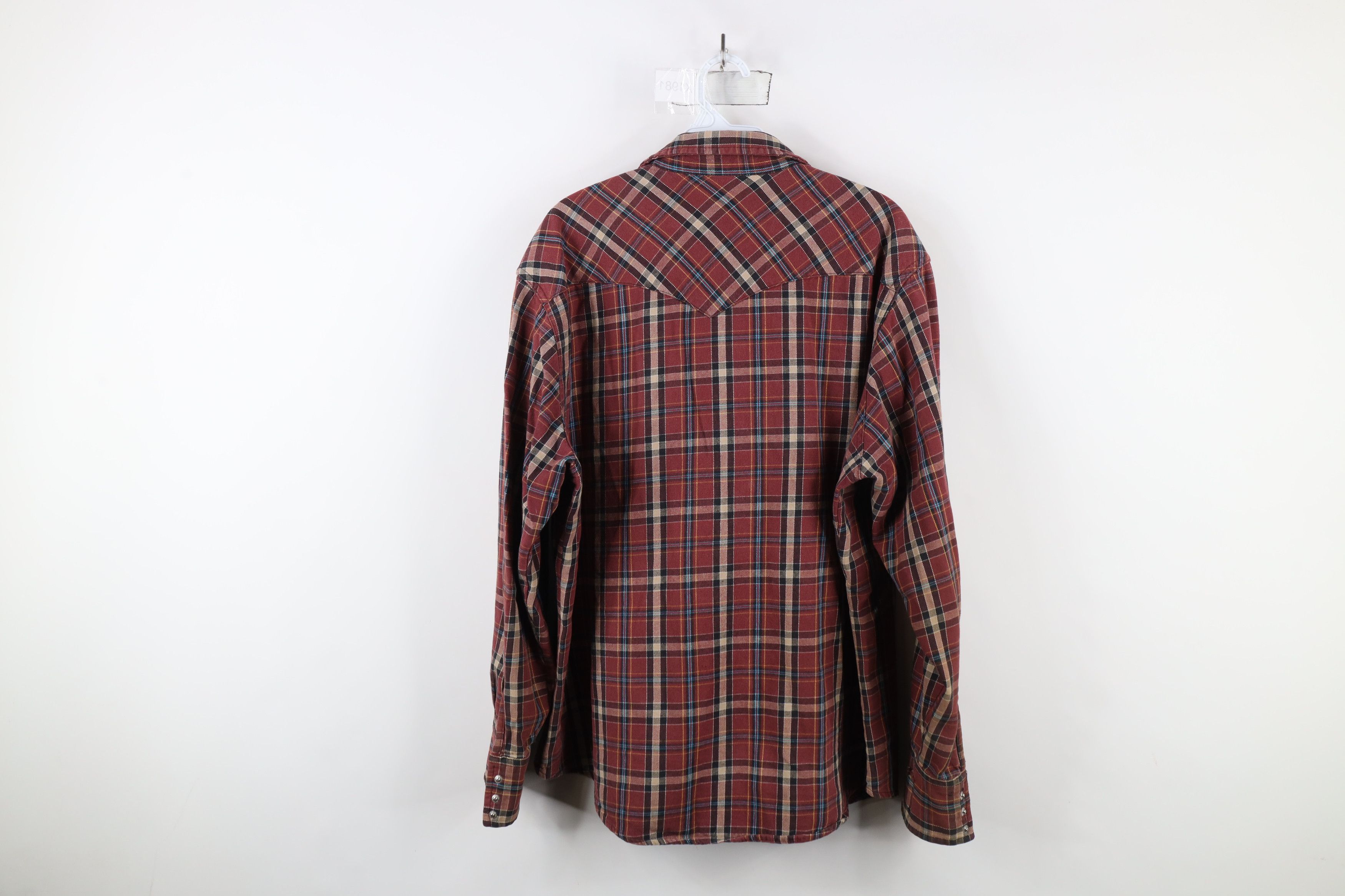 Vintage × Wrangler Vintage 90s Wrangler Western Snap Button Flannel Shirt Plaid Size US XXL / EU 58 / 5 - 11 Thumbnail