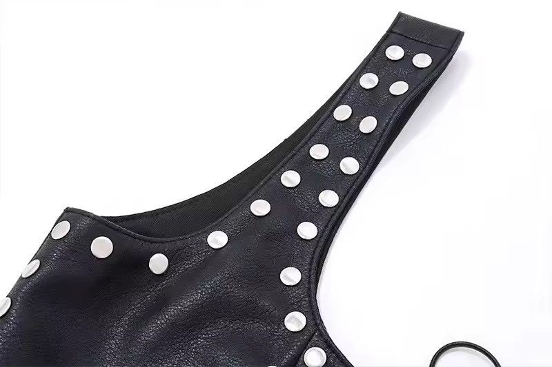 Other Gothic Punk PU Leather Cross Skull Rivets Top Size M / US 6-8 / IT 42-44 - 7 Thumbnail