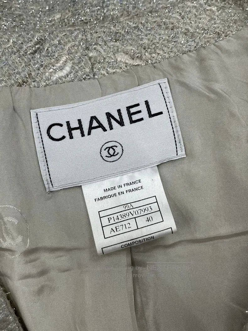 Chanel Chanel Gray Silver Thread Cardigan. Size US L / EU 52-54 / 3 - 5 Thumbnail