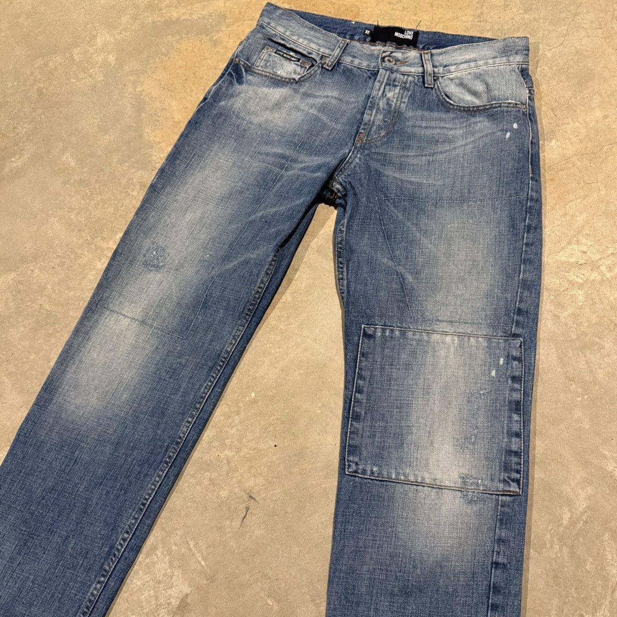 Moschino Love Moschino Patchwork Distressed Faded Jeans Grunge ERD Size US 31 - 4 Thumbnail