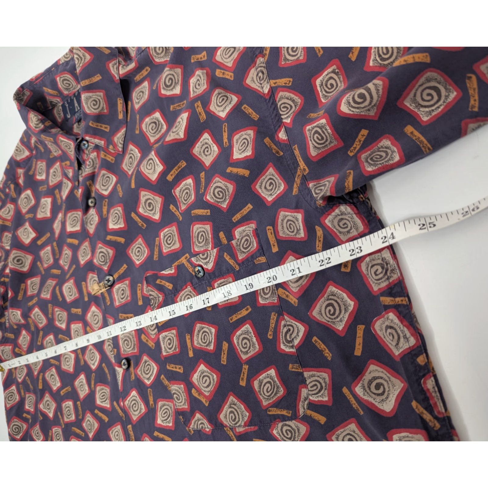 Vintage Vtg Studio Jab Silk Swirl Abstract Geometric Shirt Mens Sz L Button Short Sleeve Size US L / EU 52-54 / 3 - 5 Thumbnail
