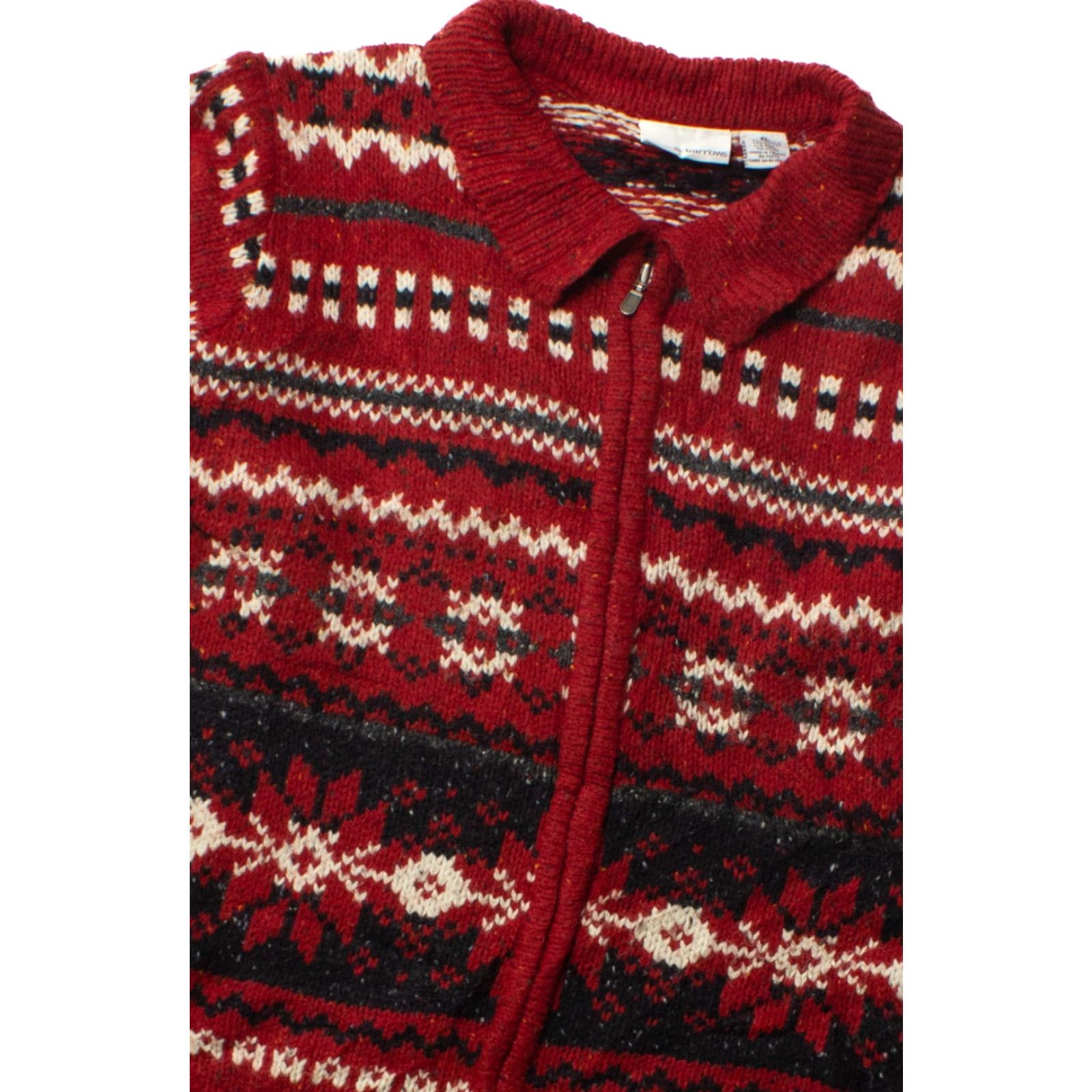 Croft & Barrow VINTAGE Croft & Barrow Fair Isle Zip Sweater Red X-Large 1990s Mens Size XL / US 12-14 / IT 48-50 - 2 Thumbnail