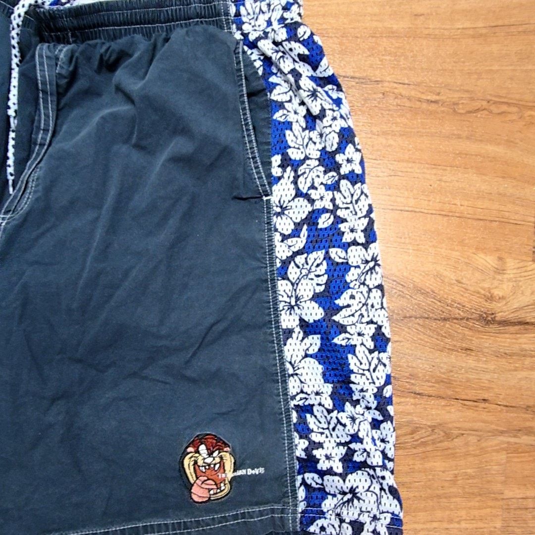 Vintage Vintage Looney Tunes Taz Swim Shorts Blue Cartoon L Size US 33 - 3 Thumbnail