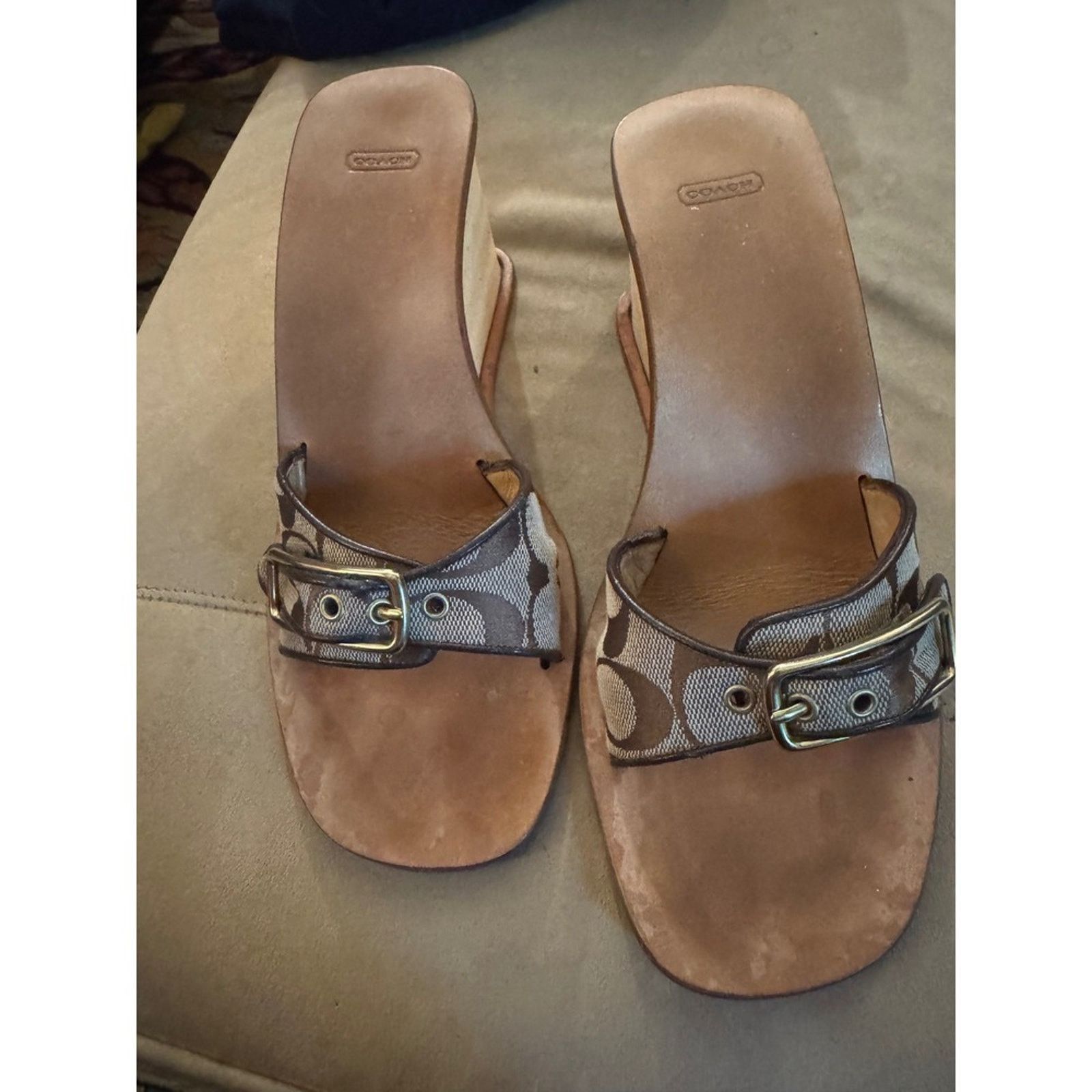 Coach Coach Monogram Wedge Sandals 2000s Y2K Brown Logo Size 7.5 Size US 7.5 / IT 37.5 - 2 Thumbnail