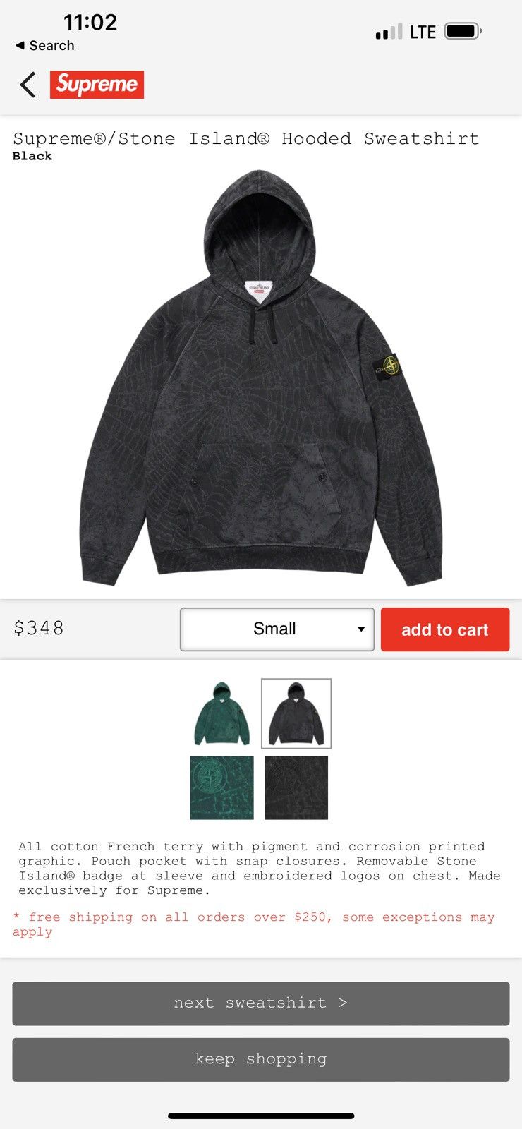 Supreme Supreme/Stone Island Hooded Sweatshirt FW23 (XXL) | Grailed