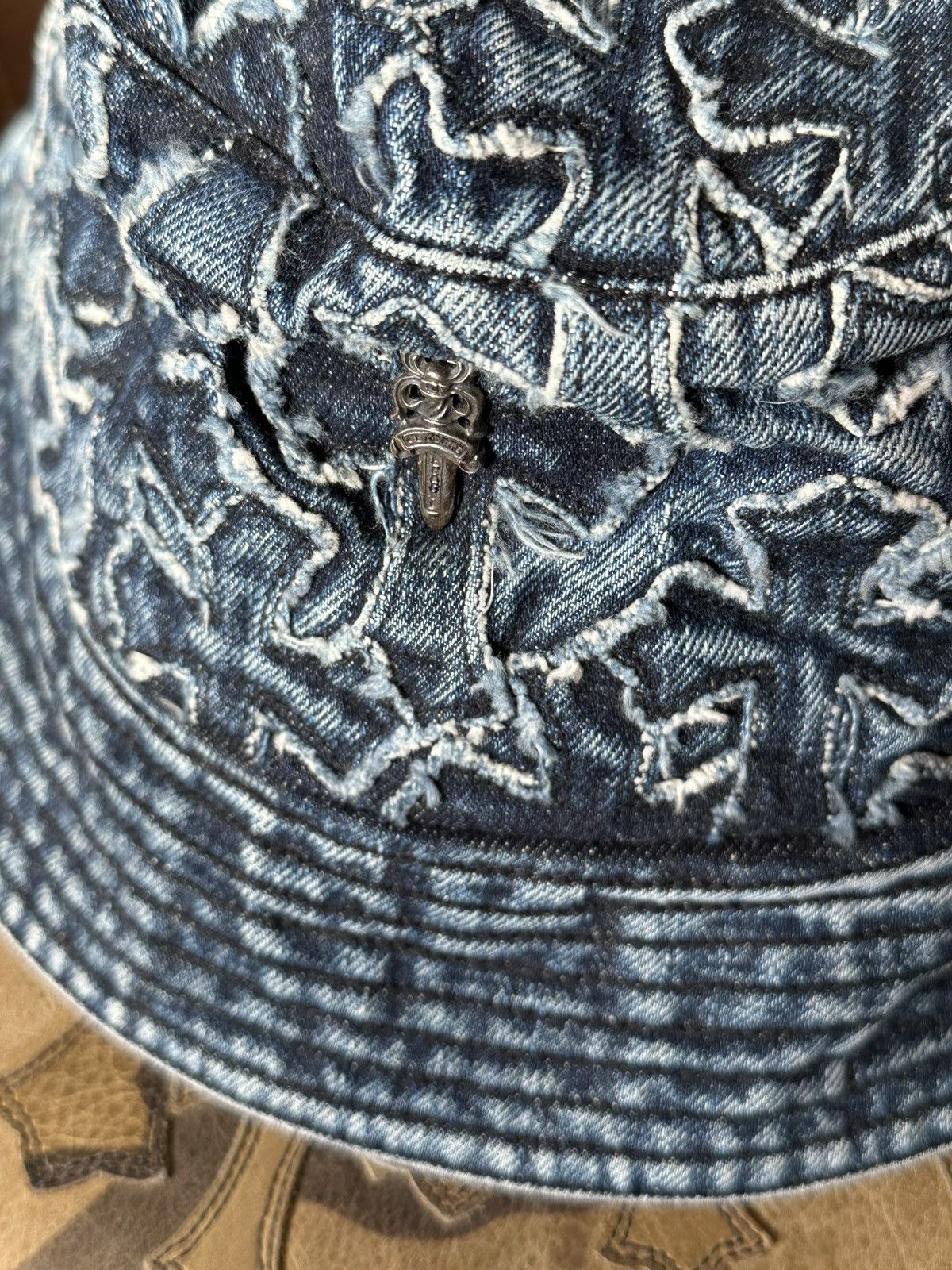 Chrome Hearts CHROME HEARTS DENIM PATCH BUCKET HAT Size ONE SIZE - 4 Thumbnail