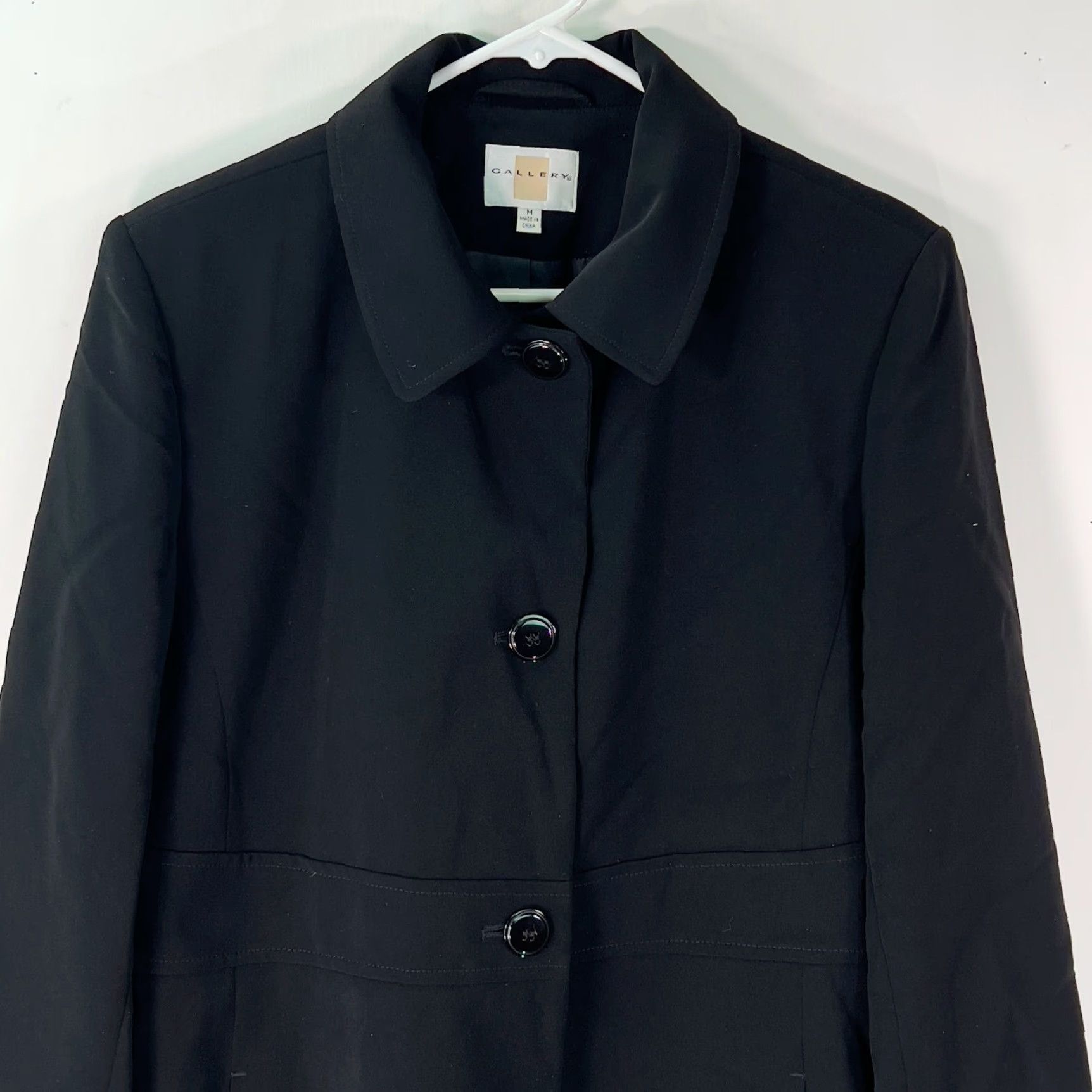 Vintage Gallery Womens Overcoat Shirt Casual Black Medium Size M / US 6-8 / IT 42-44 - 3 Thumbnail