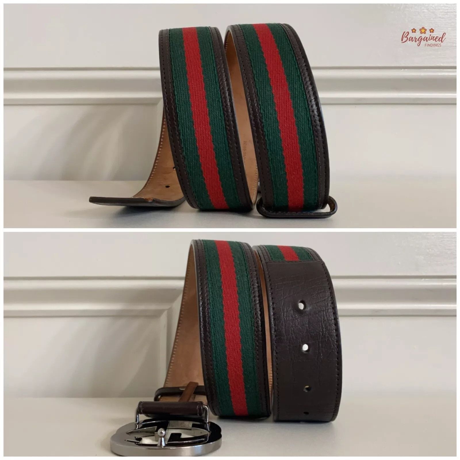 Gucci Gucci Web Canvas Leather Silver Interlocking G Buckle Belt Size 30 - 7 Thumbnail
