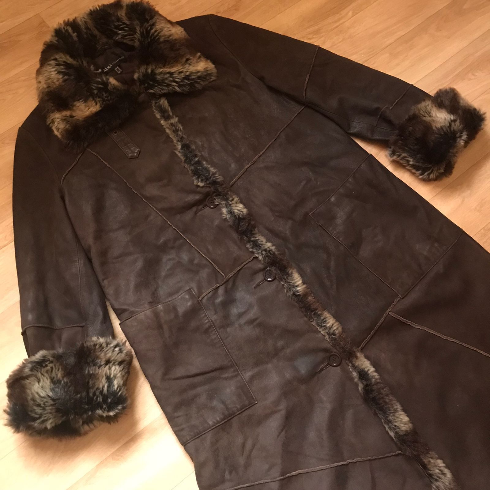 ARMA VINTAGE Afghan Coat LEATHER Faux Fur Shaggy Penny Lane ARMA Size L / US 10 / IT 46 - 2 Thumbnail