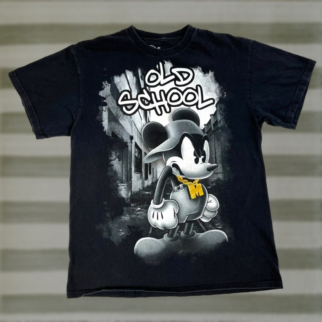 Disney Disney Mickey Mouse 'Old School' Graphic T-Shirt L Unisex Adults Black Cotton Crew Neck Short Sleeve Shirt Mens Size US L / EU 52-54 / 3 - 1 Thumbnail