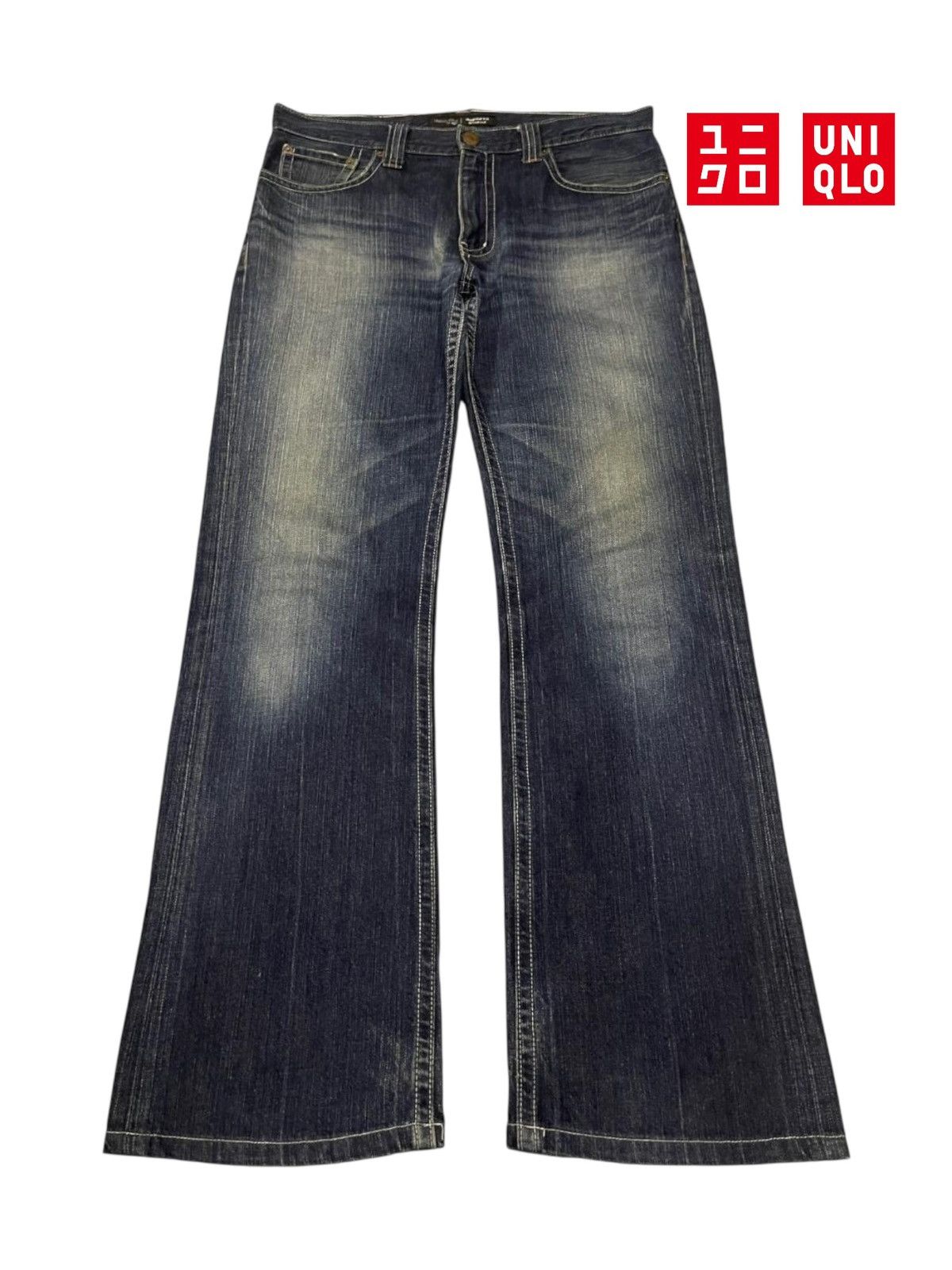 Uniqlo Vintage Y2K Japanese Uniqlo Blue Faded Wash Regular Bootcuts Size US 34 / EU 50 - 1 Thumbnail