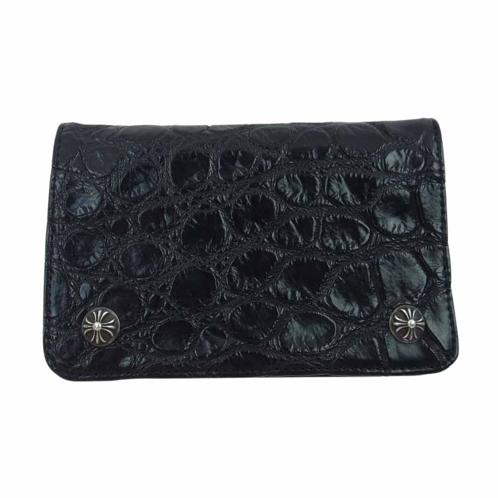 image of Chrome Hearts Alligator 2 Button Wallet in Black, Women's