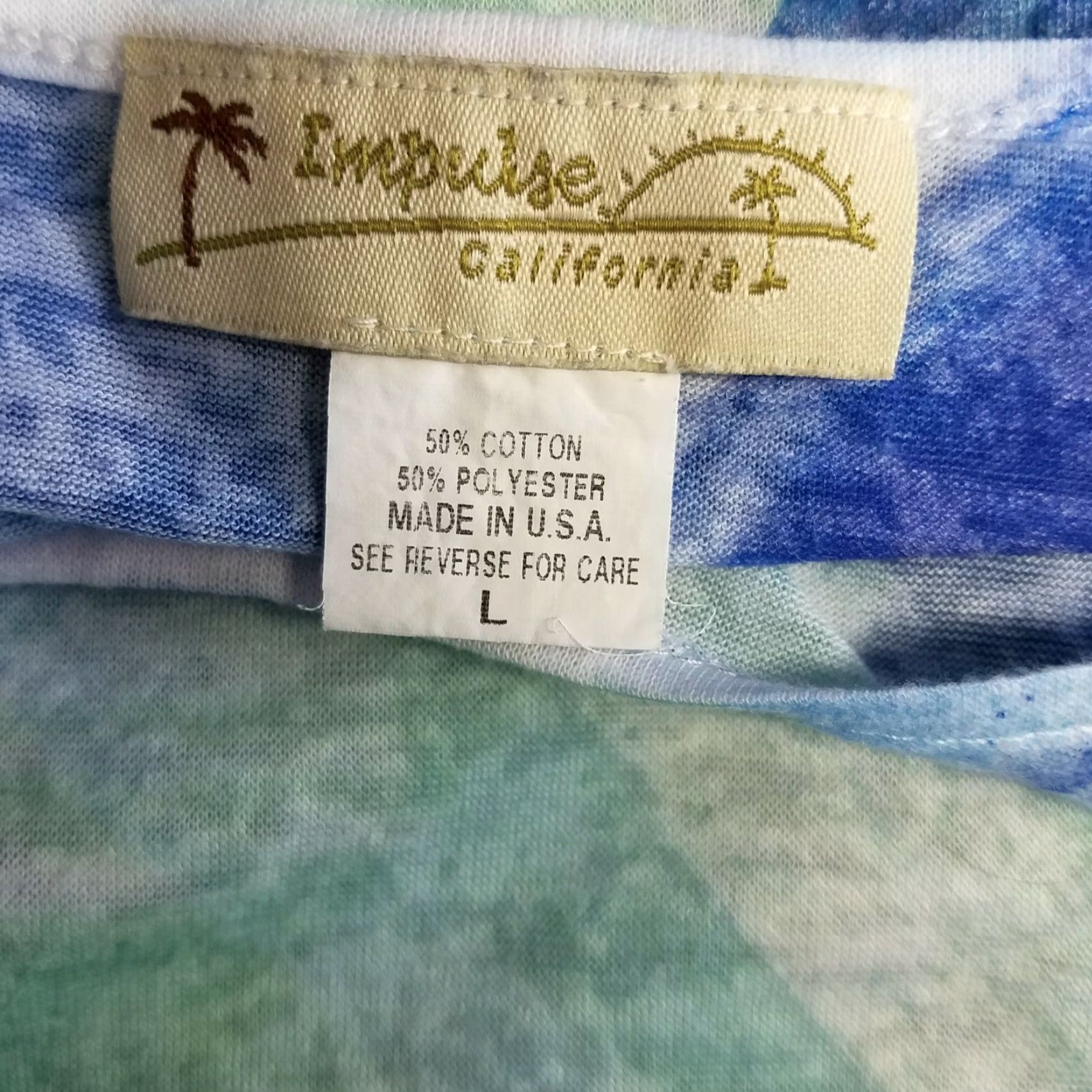Vintage Impulse California Womens Tank Top L Blue Tank Top Women’s 50% Cotton 50% Polyester Sheer Scoop Neck California Theme Size L / US 10 / IT 46 - 4 Thumbnail