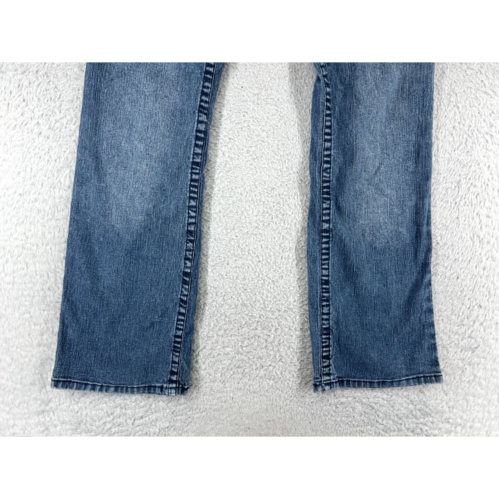 Denime One Tuff Babe Jeans Women 11 Blue Denim Bootcut Low Rise Embroidered Ramie Cotton Blend Size 32" / US 10 / IT 46 - 4 Thumbnail
