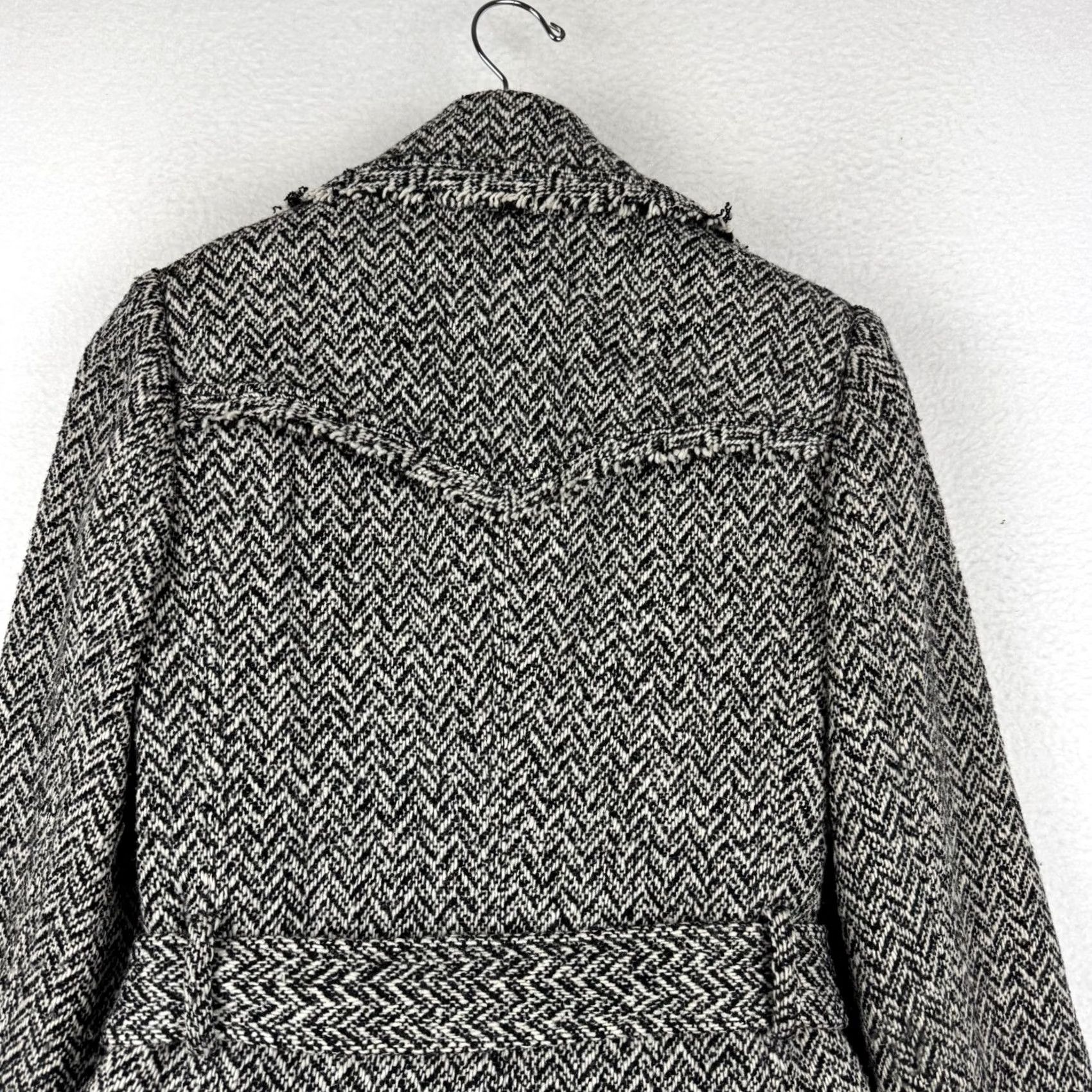 Banana Republic VINTAGE Banana Republic Women's M Wool Tweed Double Breasted Trench Coat Size M / US 6-8 / IT 42-44 - 6 Thumbnail