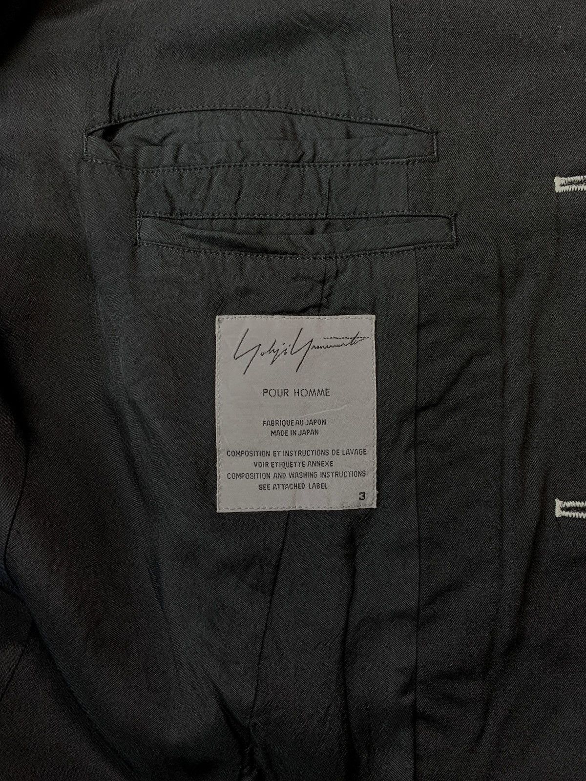 Yohji Yamamoto FREE TAX! SAMPLE Wool Contrast Blazer Jacket Size 48R - 9 Thumbnail