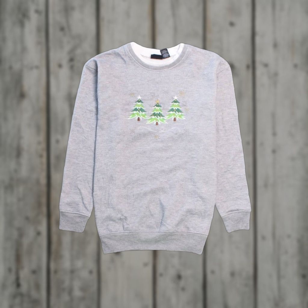Vintage VINTAGE Grey Ugly Christmas Sweatshirt 58133 Large Polyester Christmas Trees Womens XL Mens XL Size L / US 10 / IT 46 - 1 Thumbnail