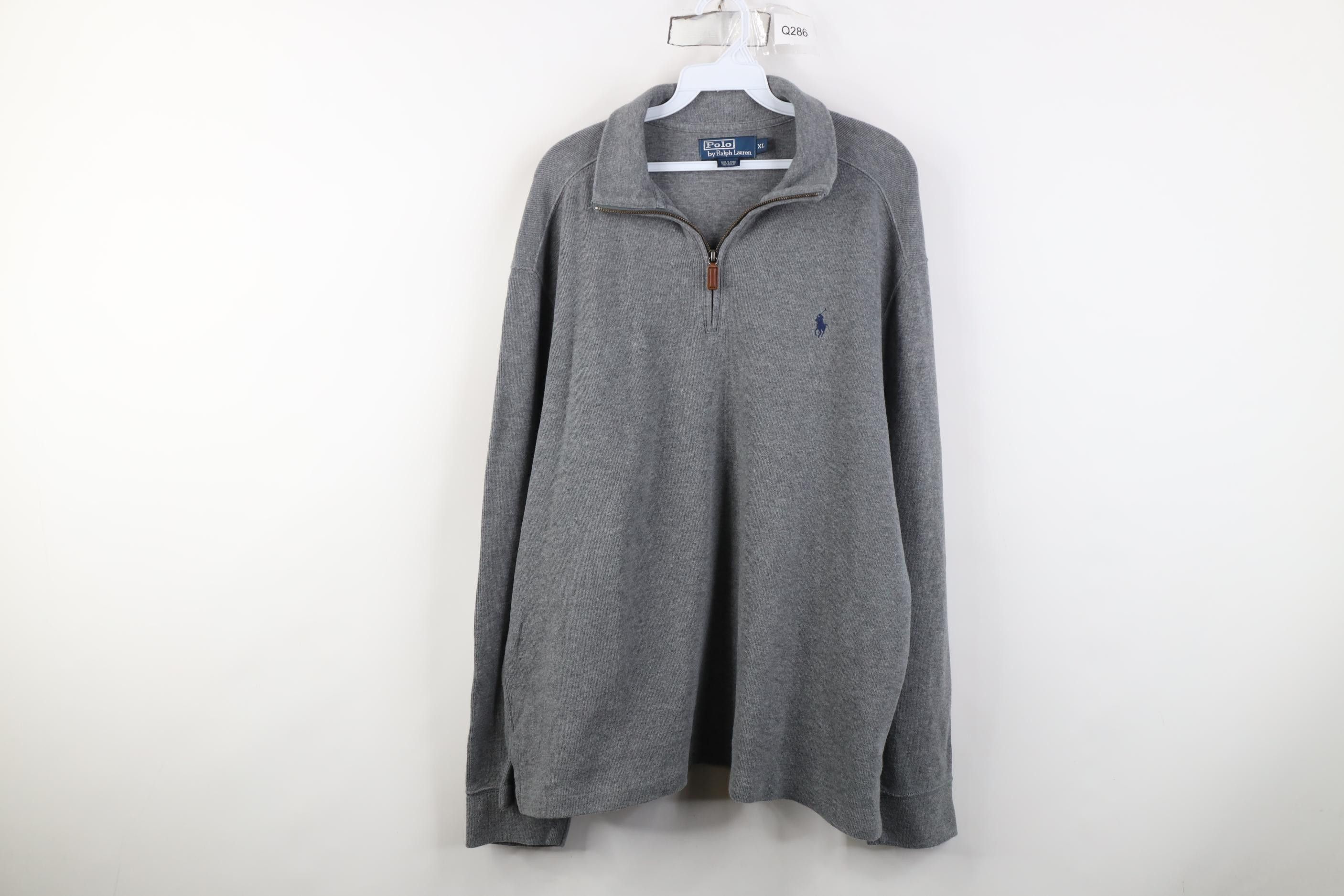 Polo Ralph Lauren Vintage 90s Ralph Lauren Knit 1/4 Zip Pullover Sweater Gray Size US XL / EU 56 / 4 - 1 Thumbnail