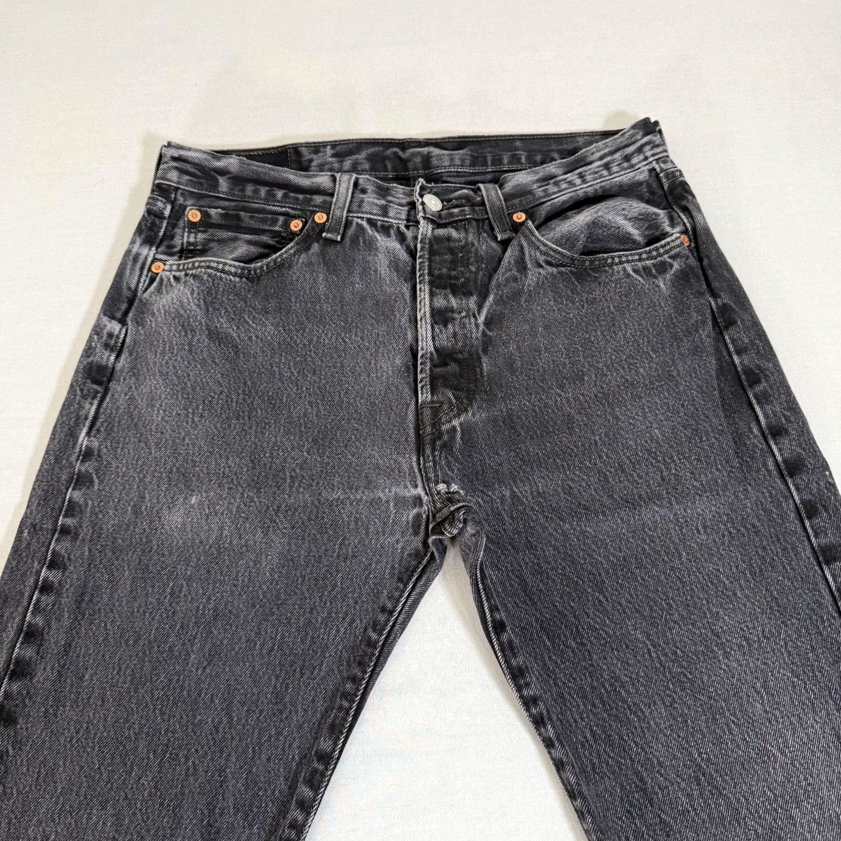 Levi's Levi's Mens Jeans 32x30 Black 501 Straight Fit Distressed Denim Pants Y2K Size US 32 / EU 48 - 2 Thumbnail