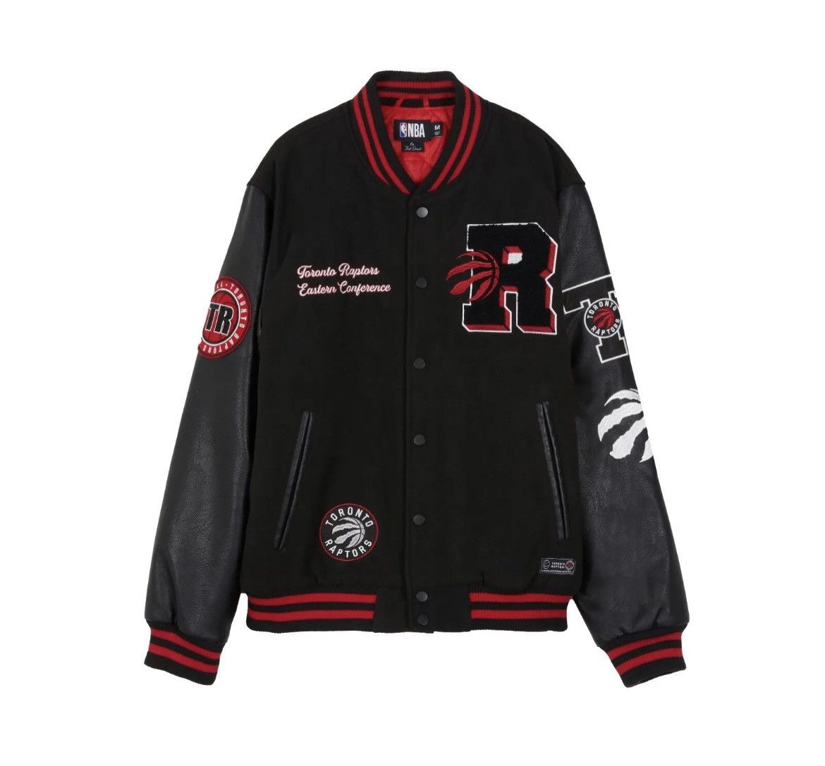 image of Black Nba Toronto Raptors Varsity Bomber Jacket in Green, Men's (Size XL)