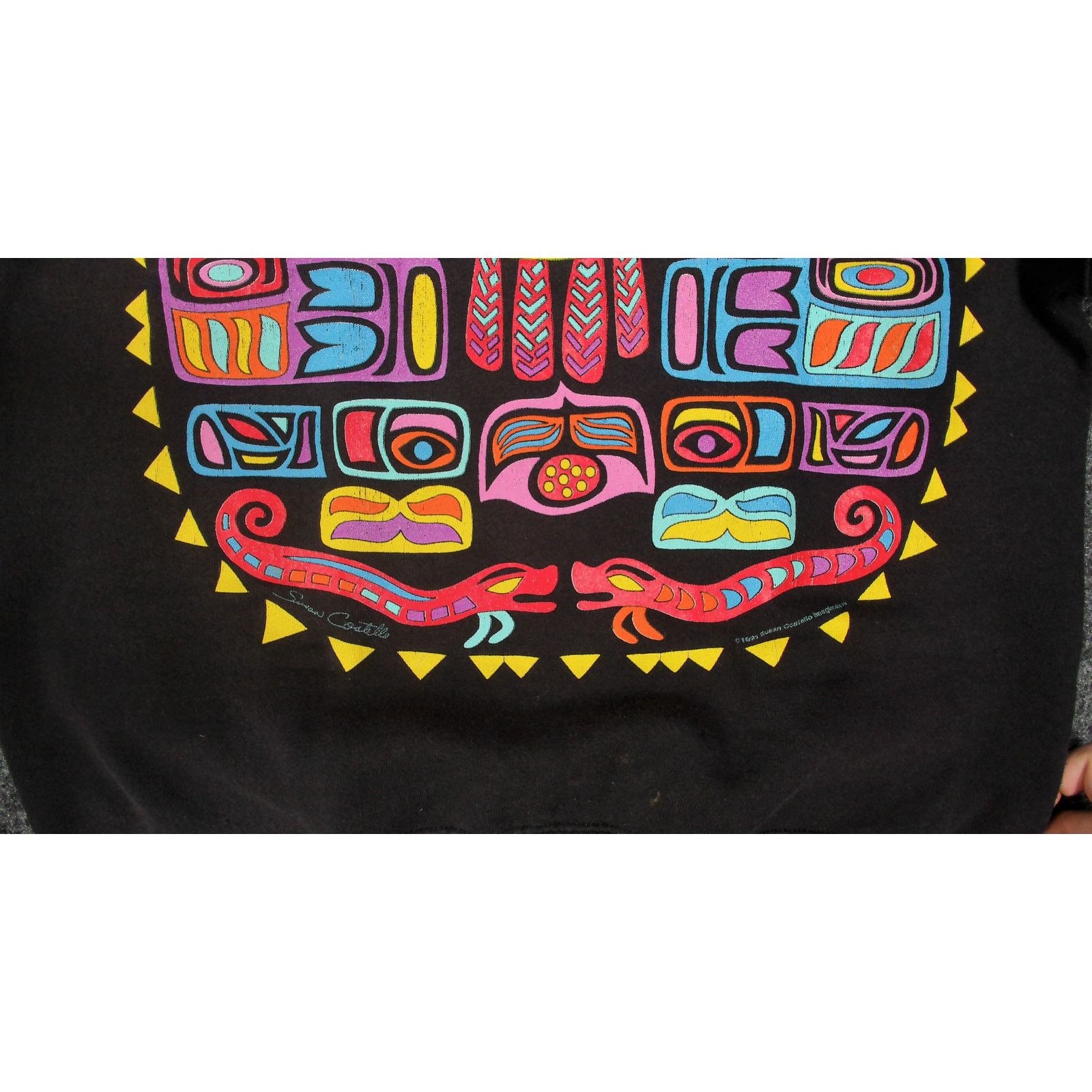 Hanes Hanes VTG 1991 Neon Geometric Thunderbird Sweatshirt USA Size US M / EU 48-50 / 2 - 11 Thumbnail